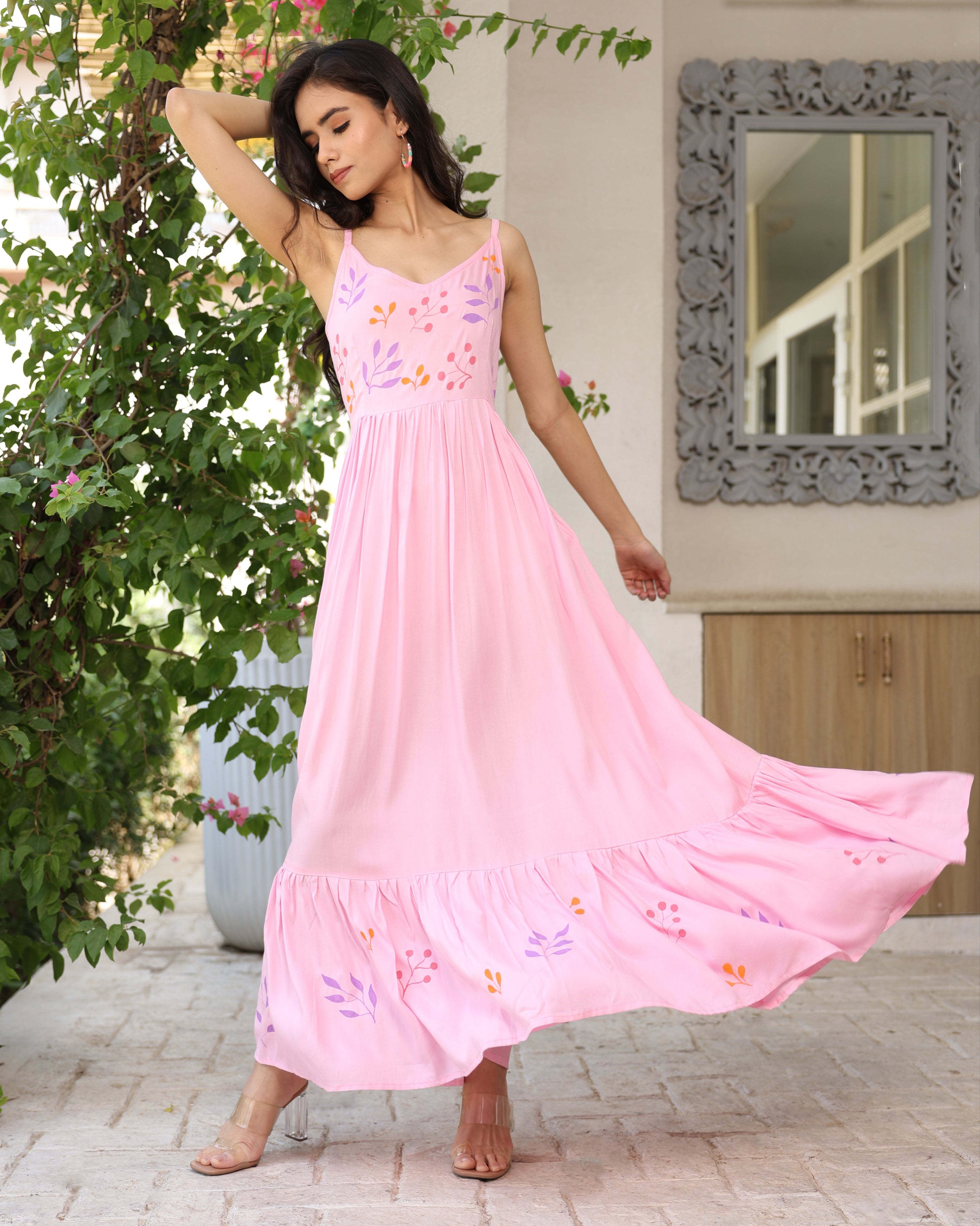 Reims Pink Flared Summer Dress