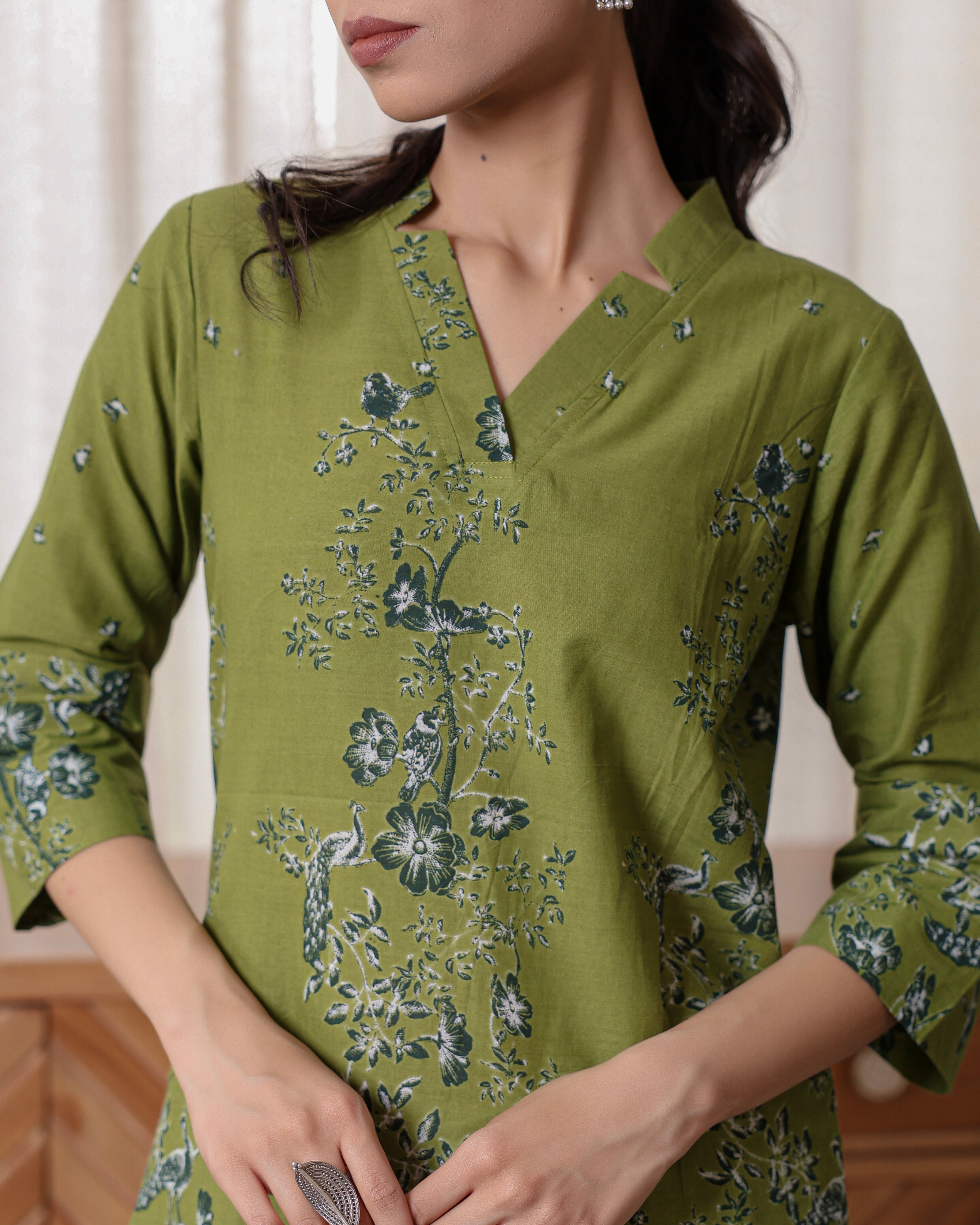 Green Short Kurta Set