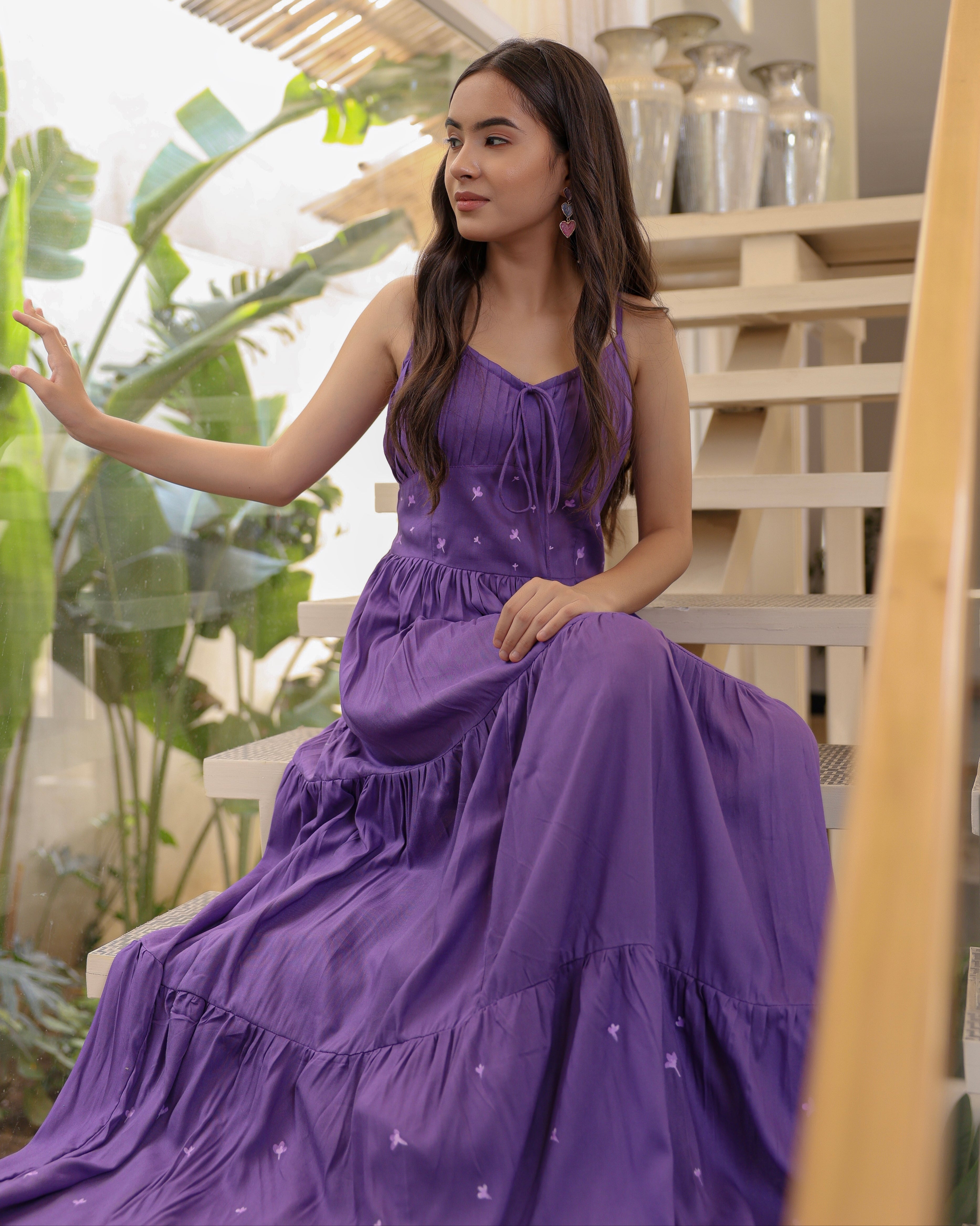 Livine Purple Flared Dress