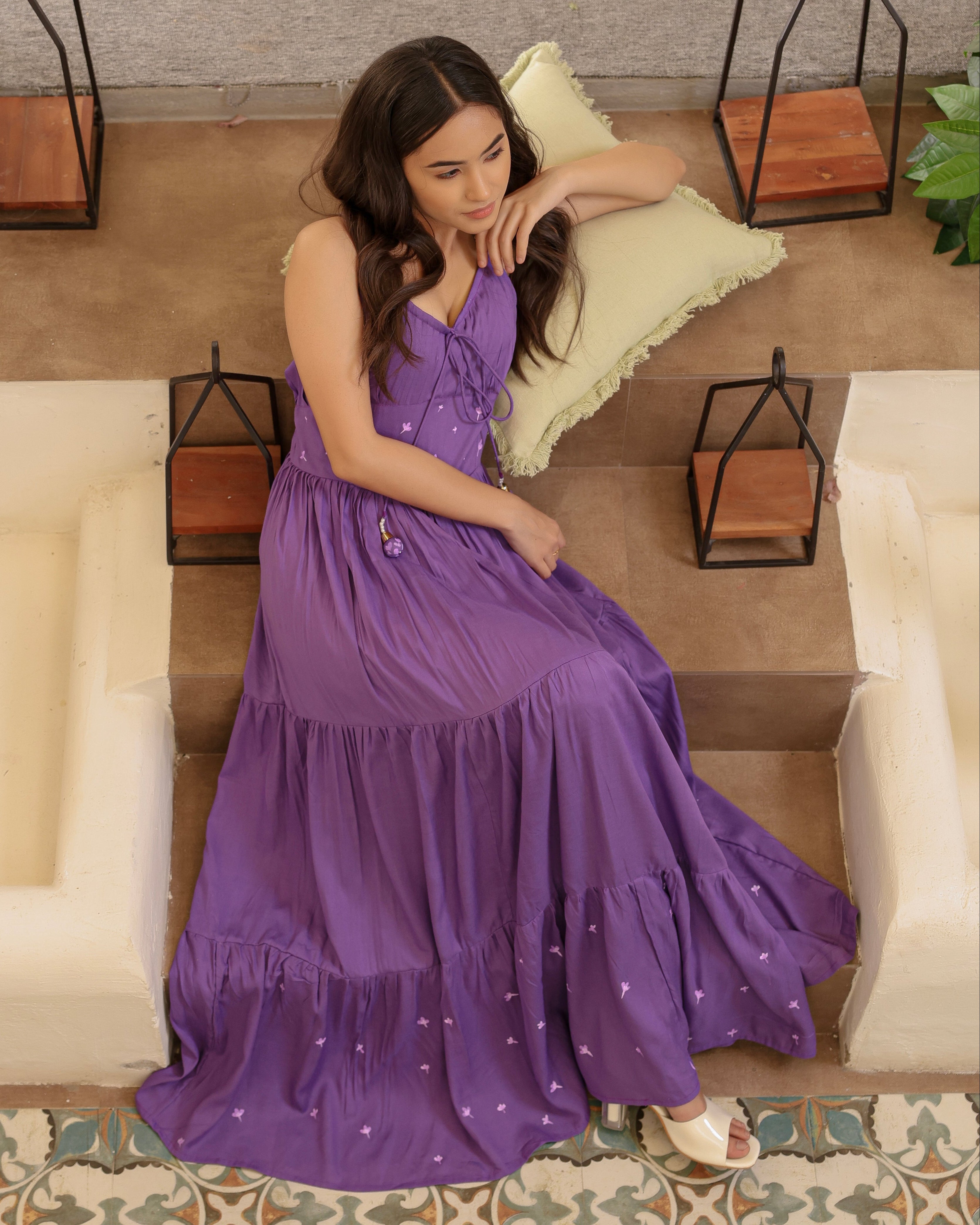 Livine Purple Flared Dress