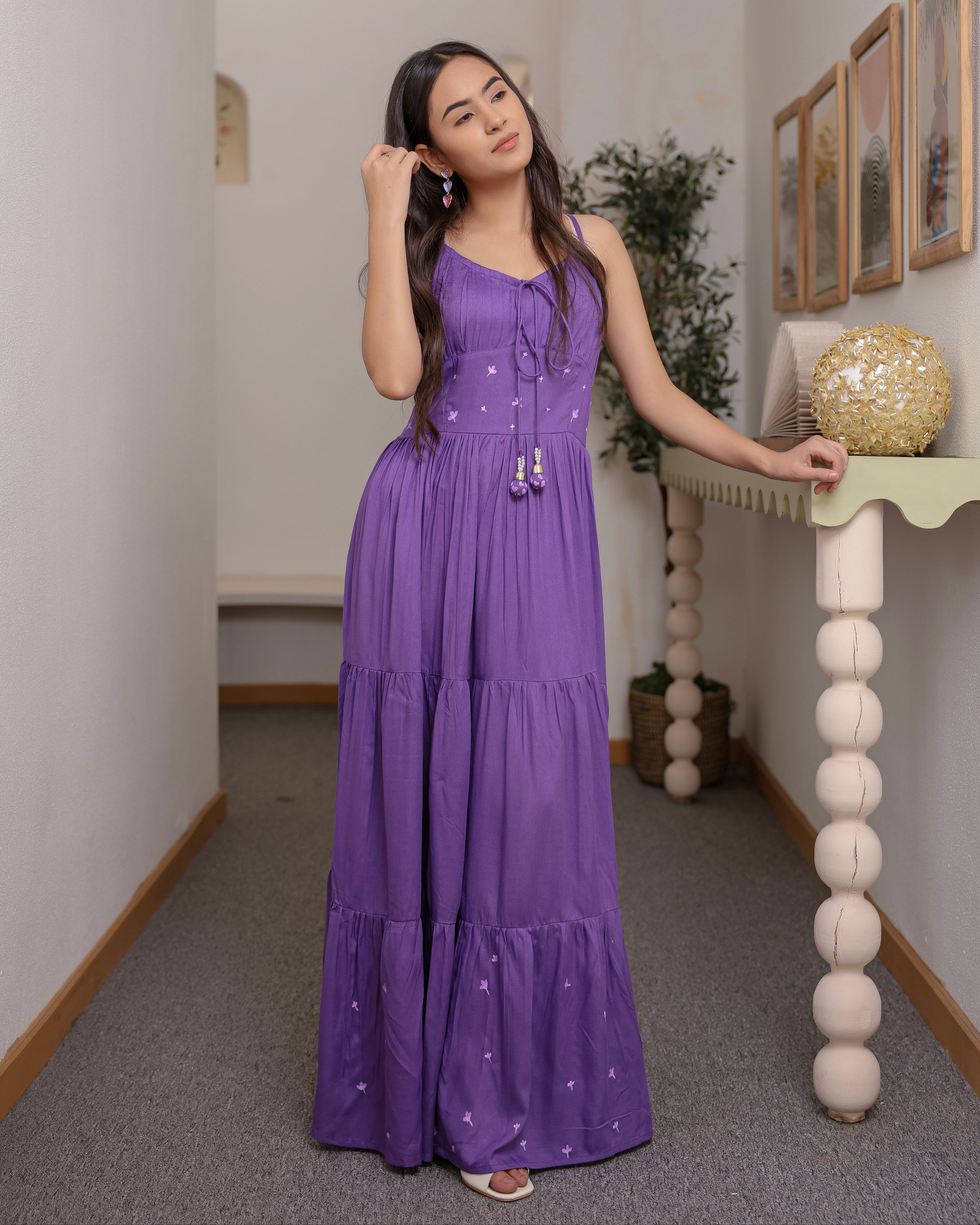 Livine Purple Flared Dress