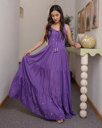 Livine Purple Flared Dress