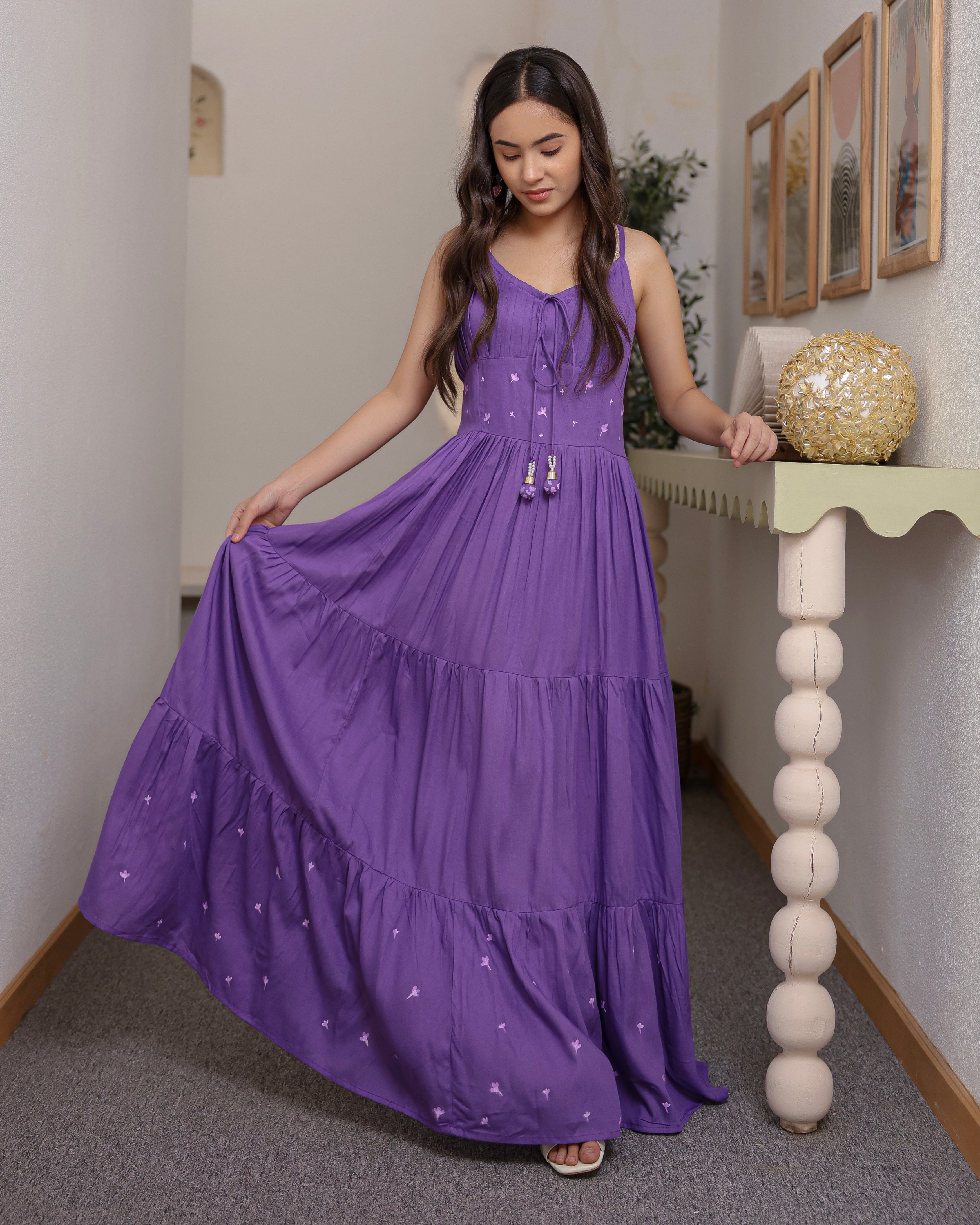 Livine Purple Flared Dress
