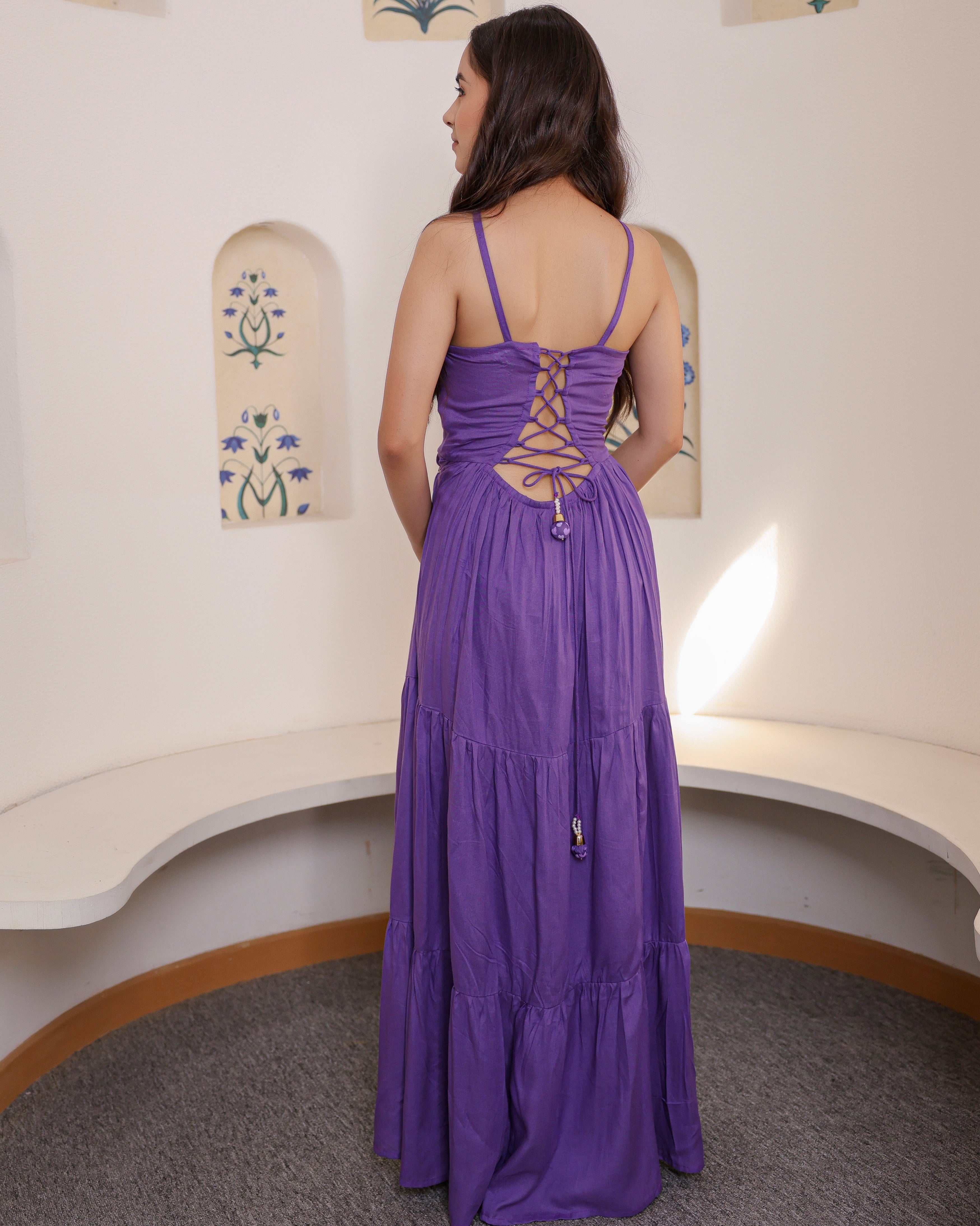 Livine Purple Flared Dress