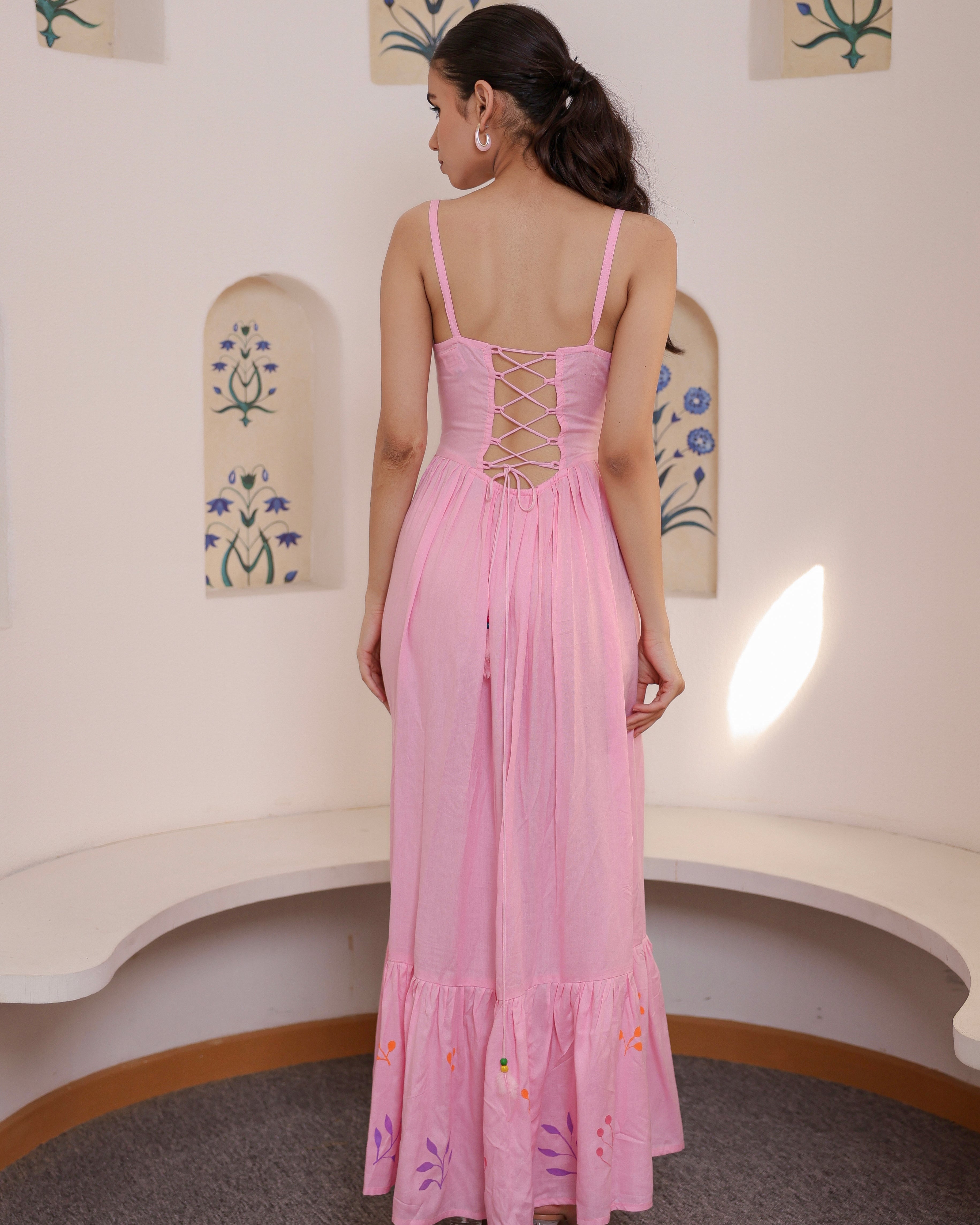 Reims Pink Flared Summer Dress