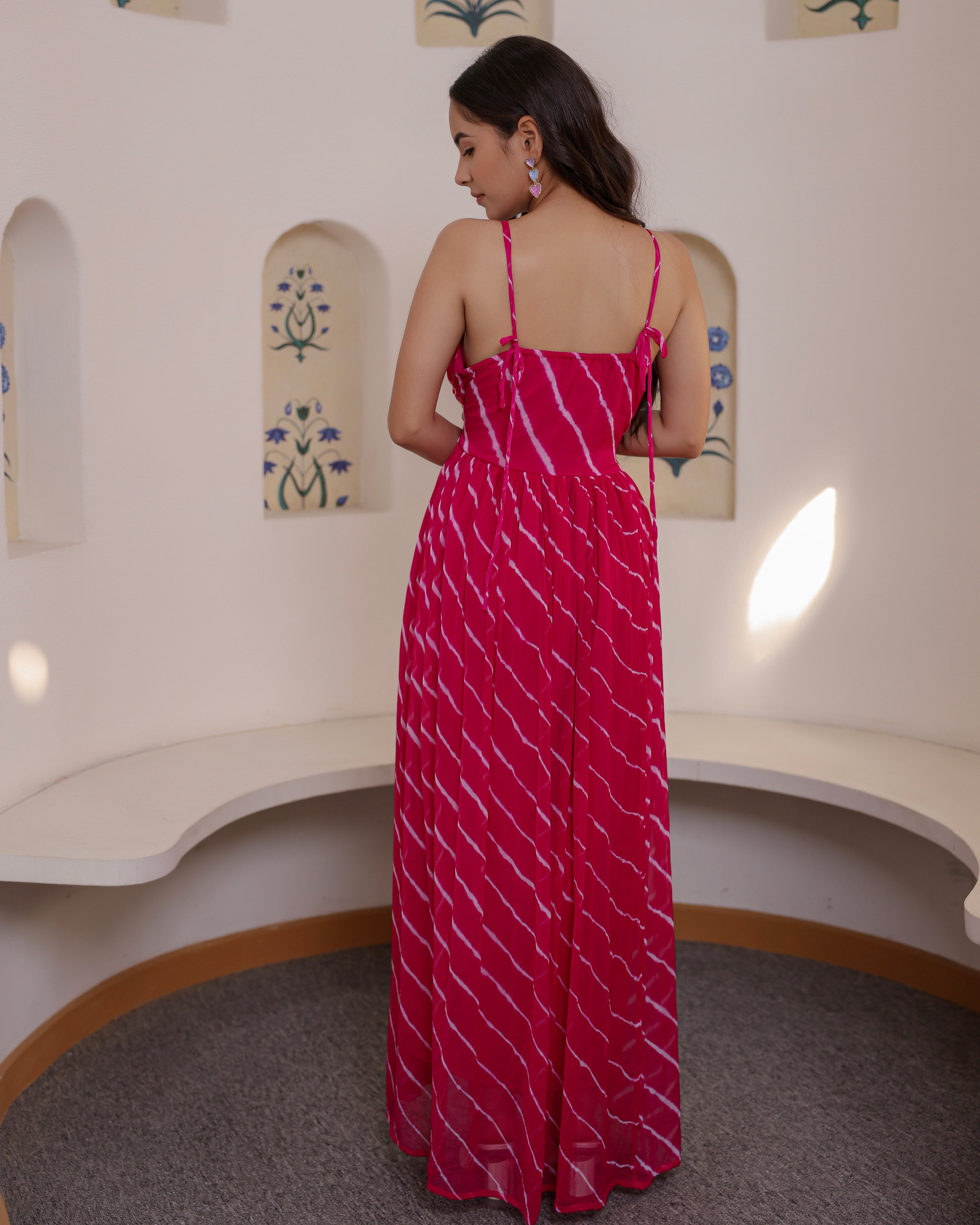 Nancy Pink Leheriya Falred Dress