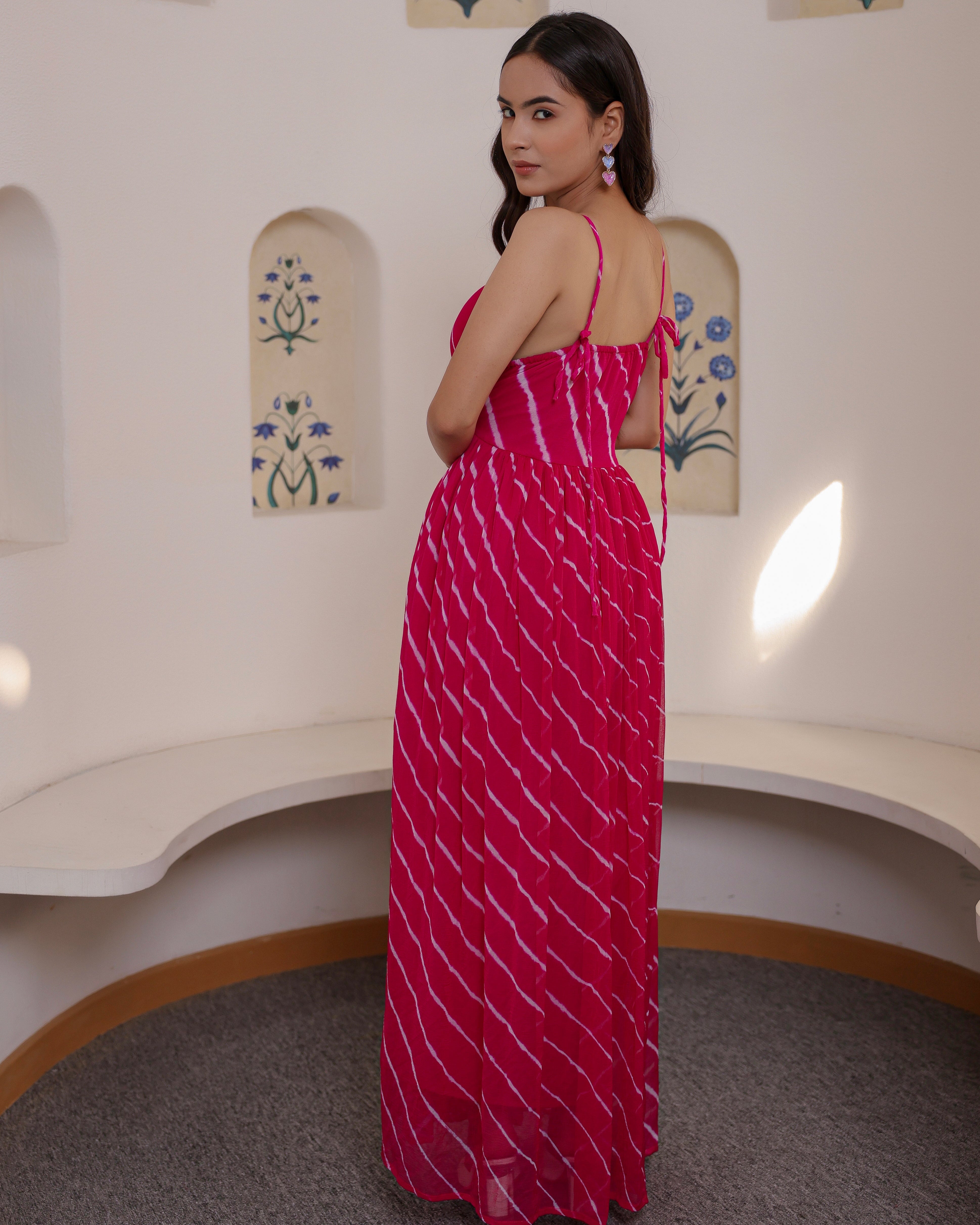 Nancy Pink Leheriya Falred Dress