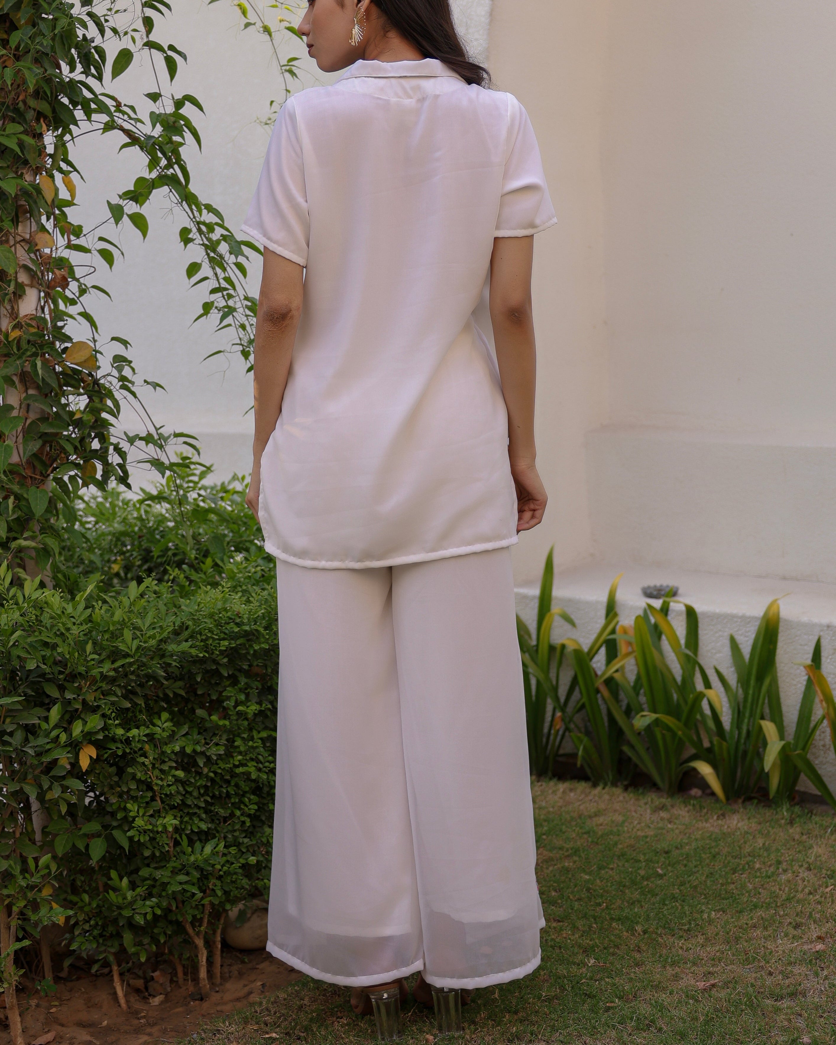 Elle White Floral Cord Set