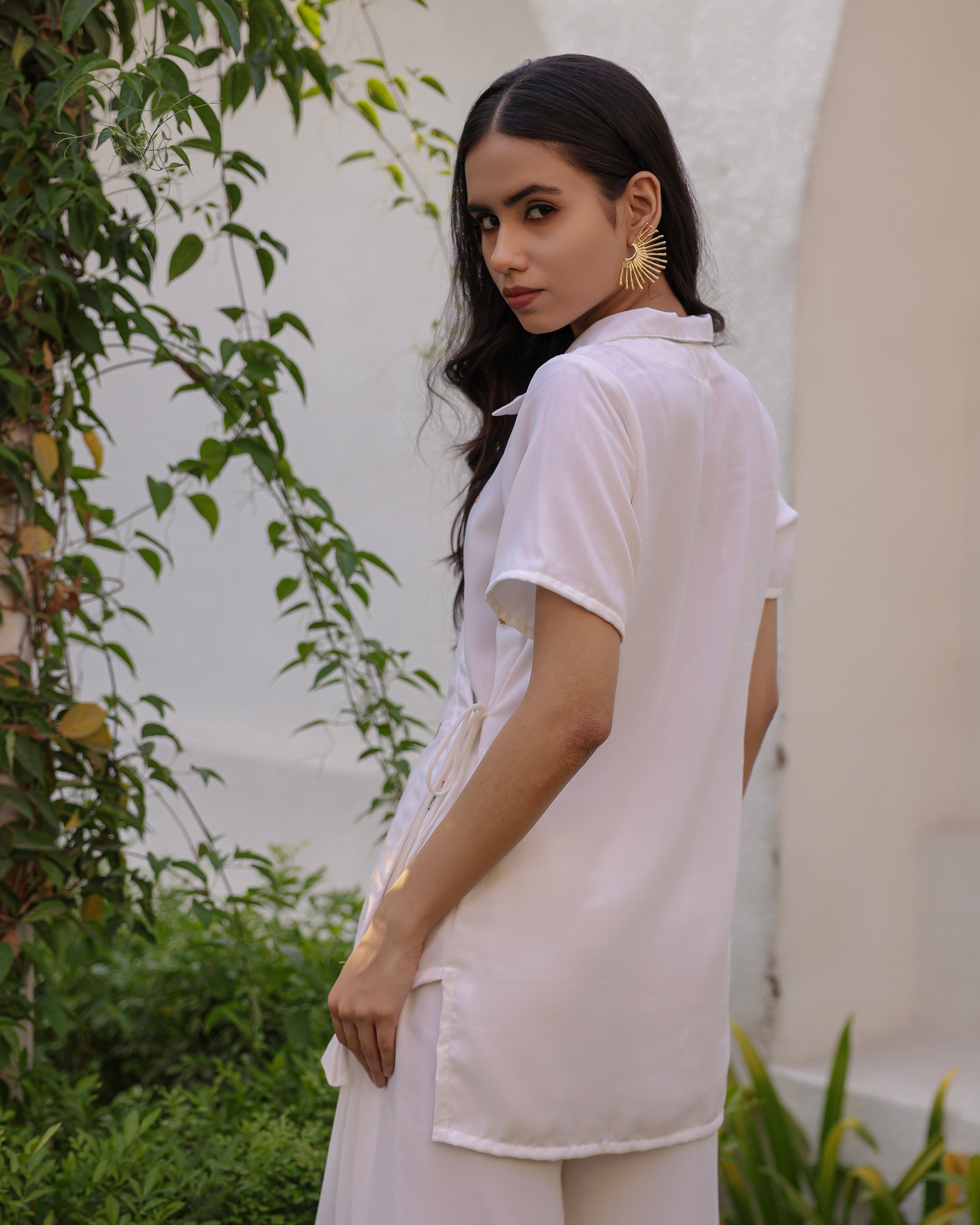 Elle White Floral Cord Set