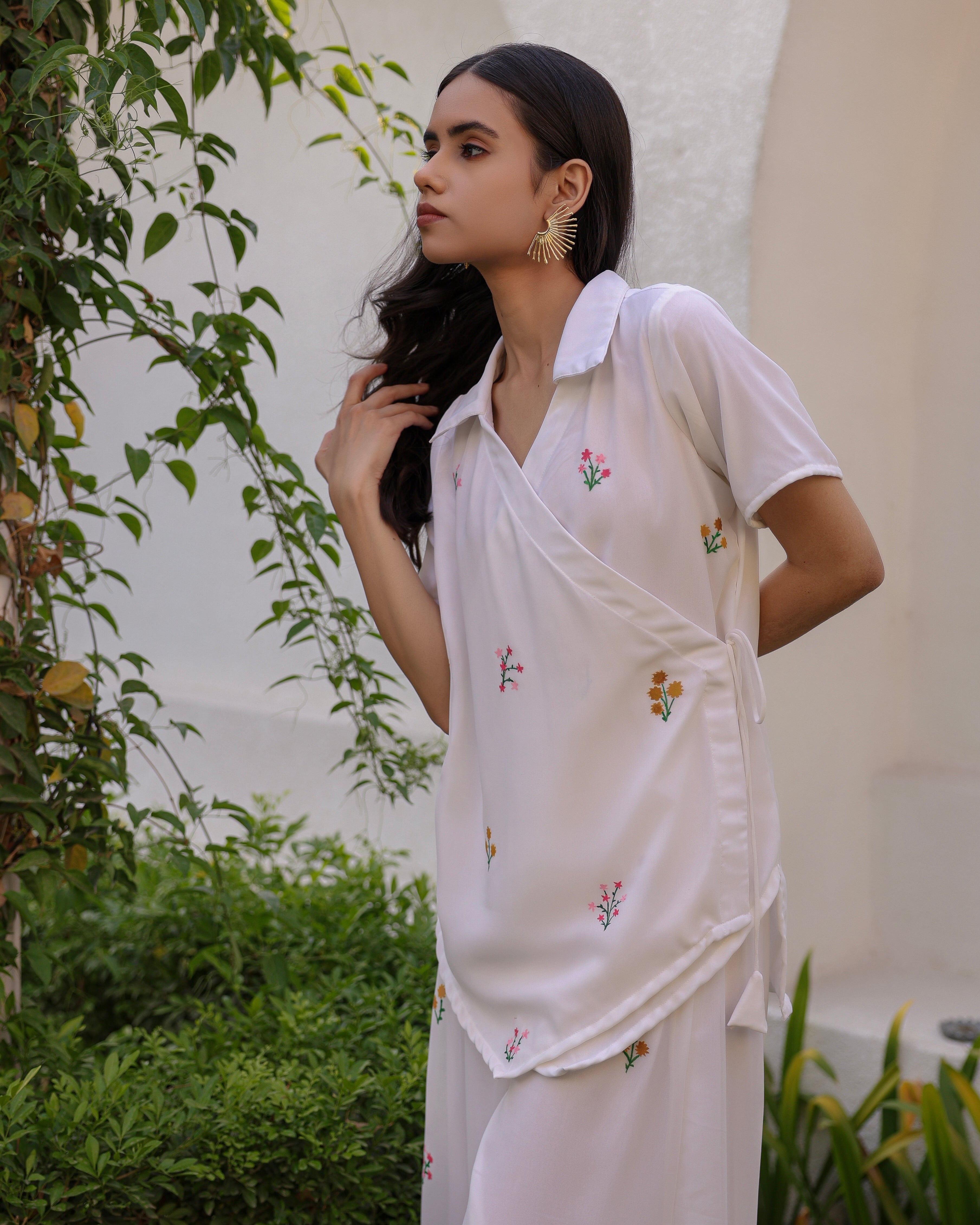 Elle White Floral Cord Set