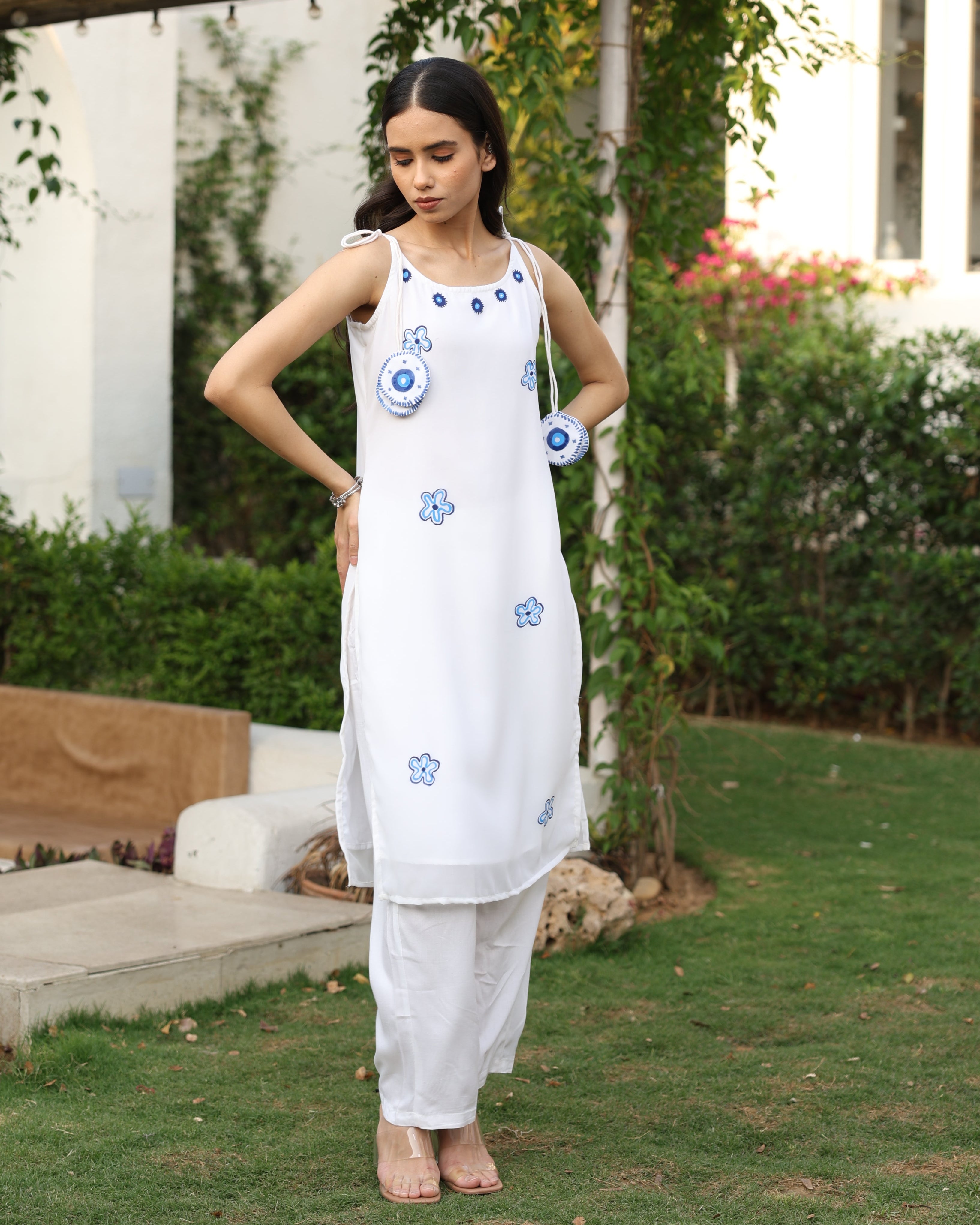 Tulip White Silk Kurta Set