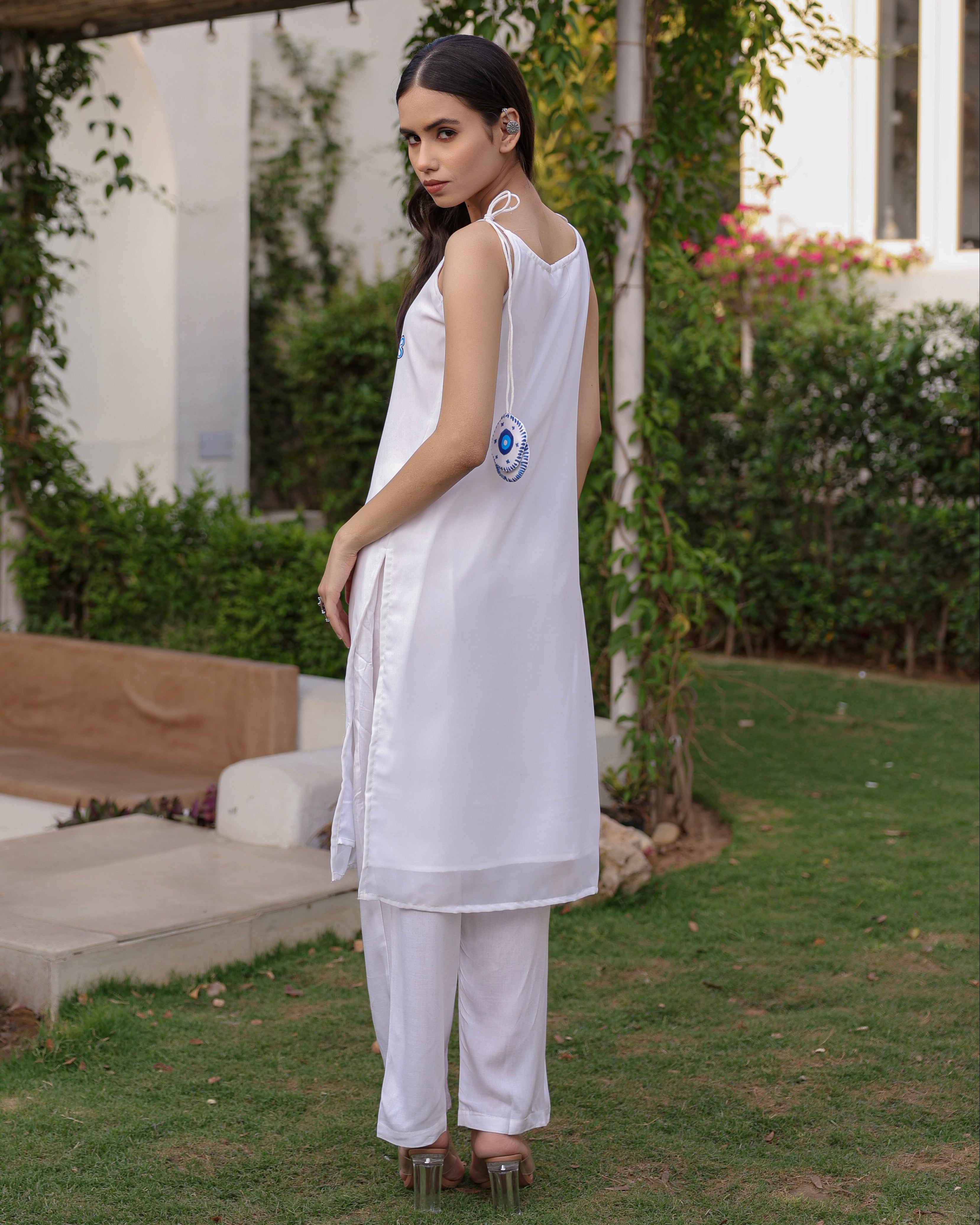 Tulip White Silk Kurta Set
