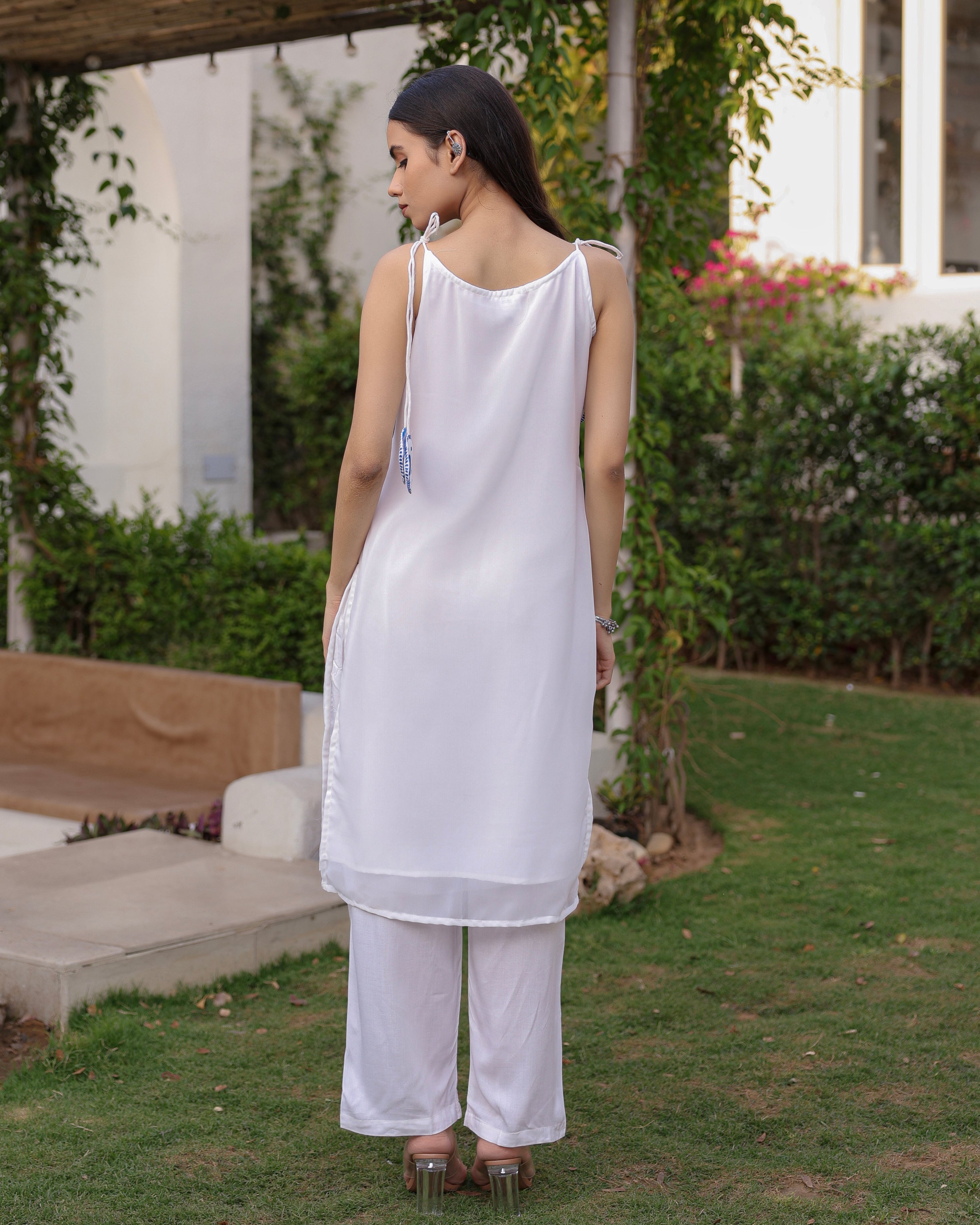 Tulip White Silk Kurta Set