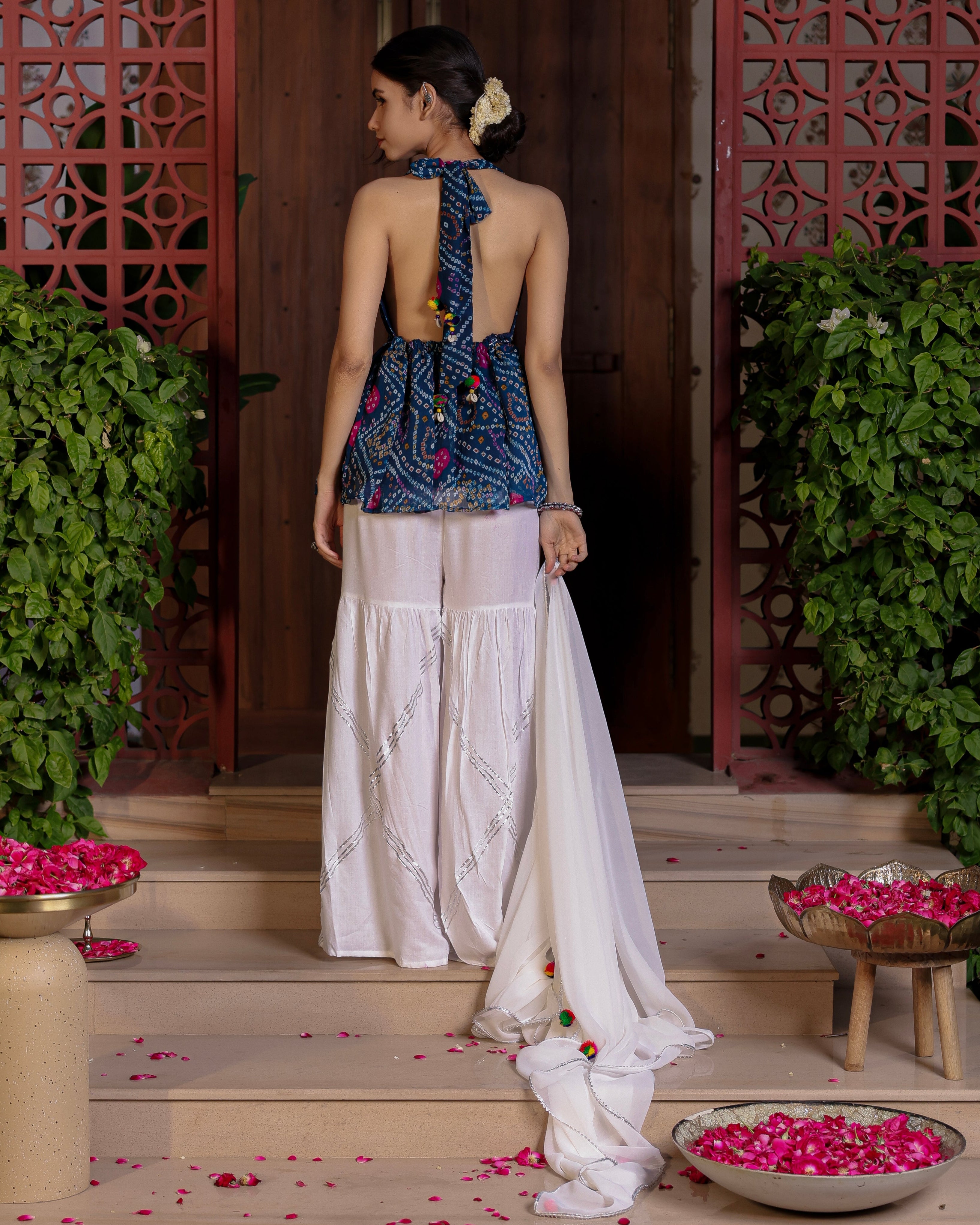 Palma Blue Bandhani Sharara Set