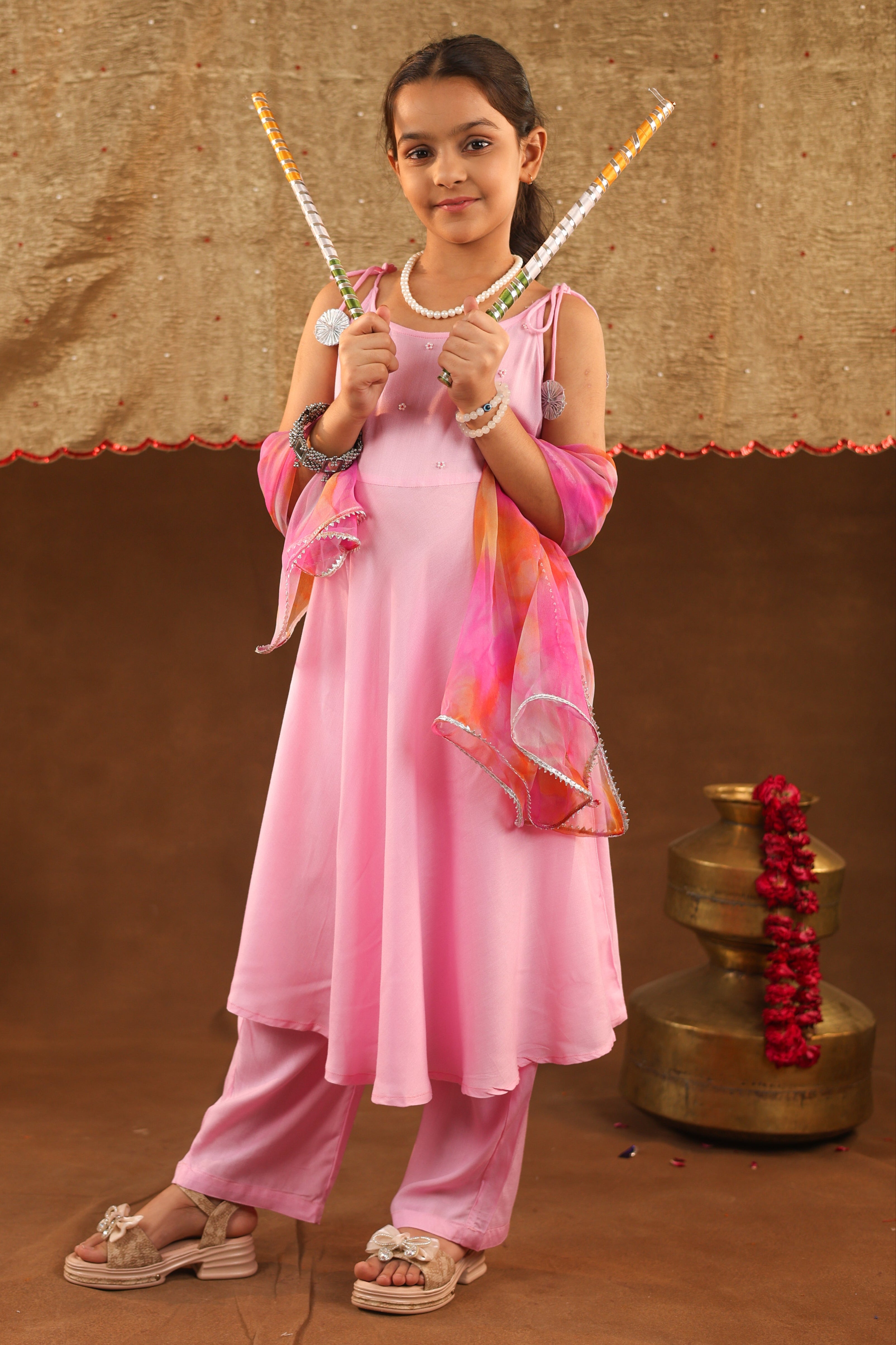 Girls Pink Pearl Suit Set