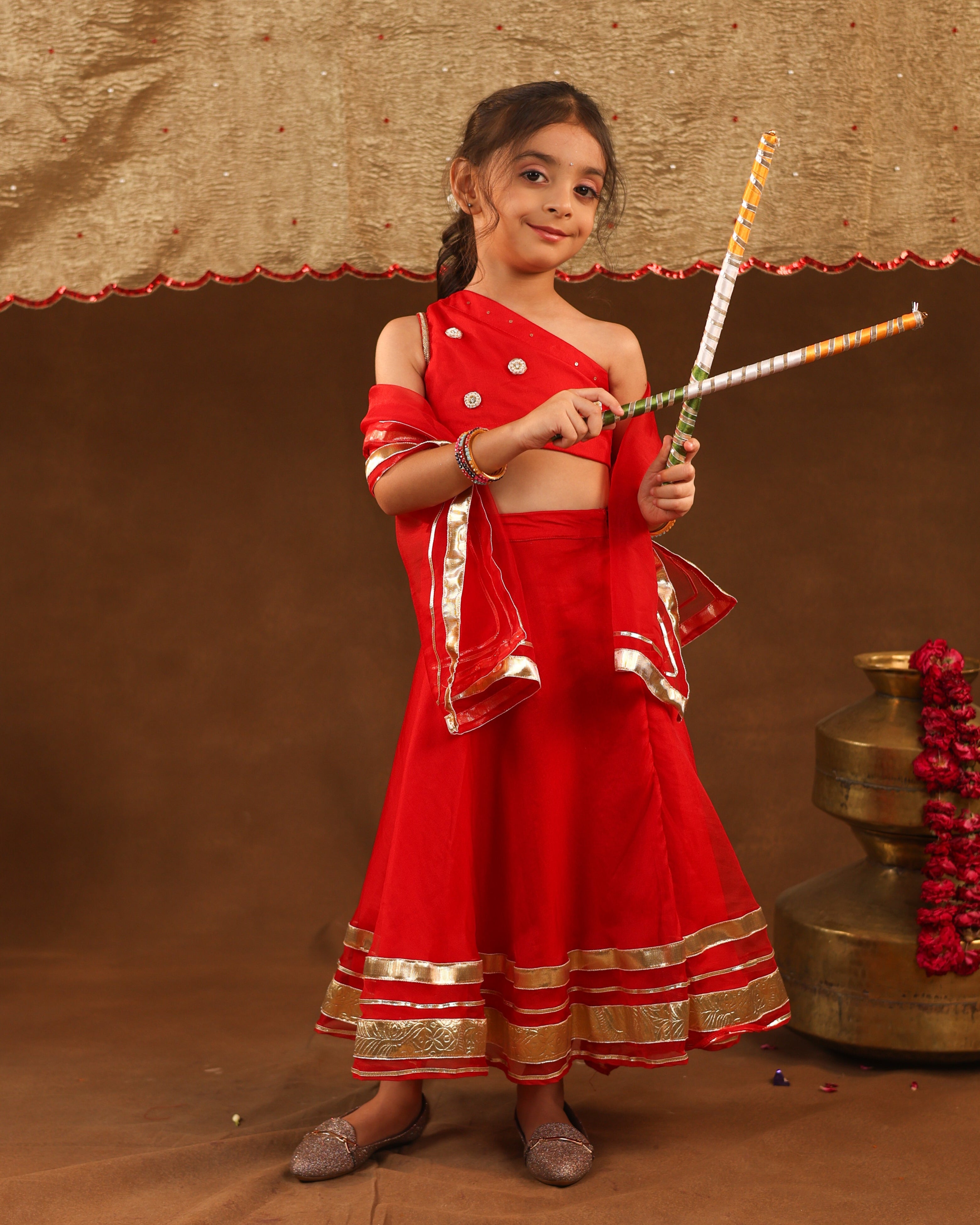 Girl Red Royal Lehenga Set