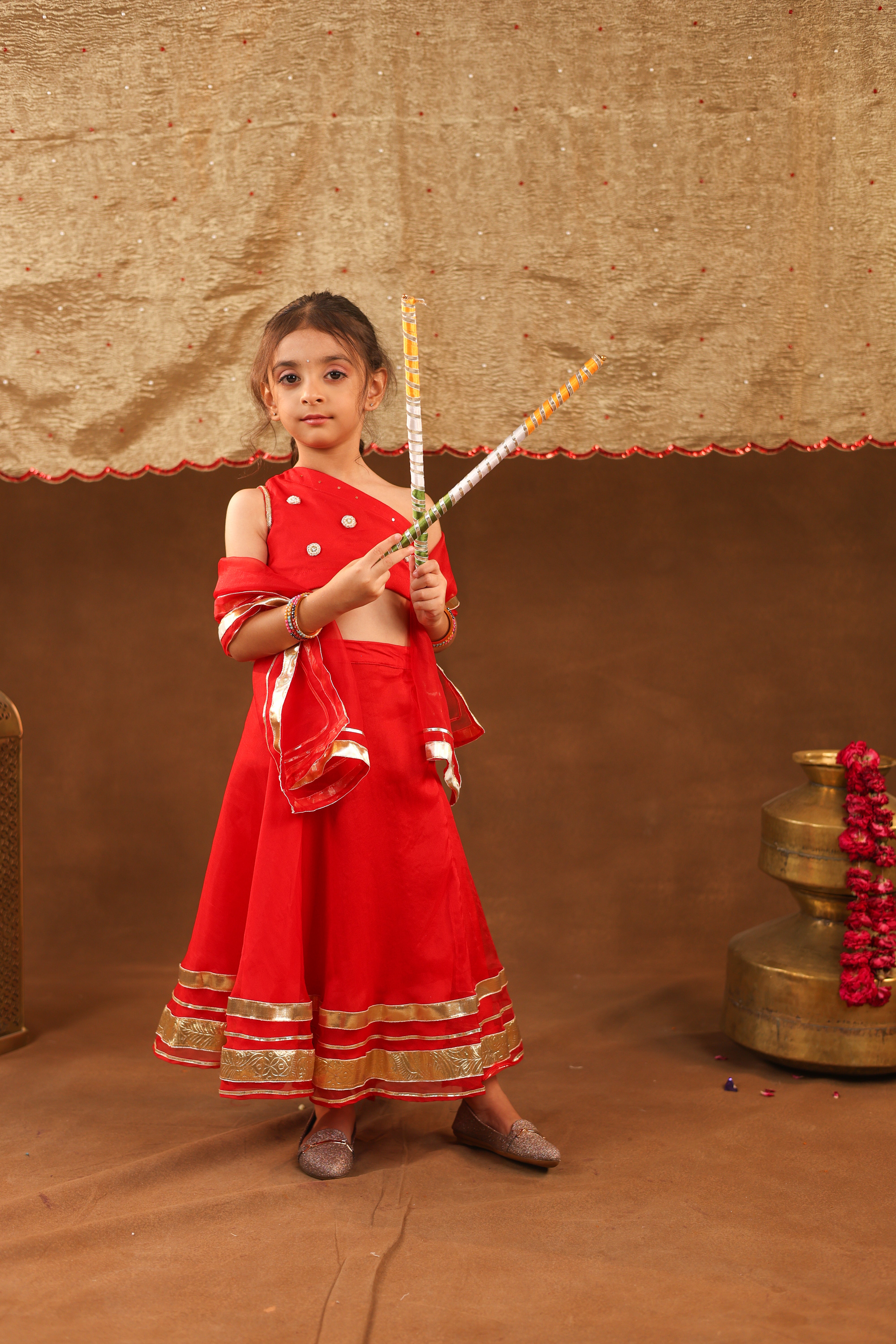 Girl Red Royal Lehenga Set