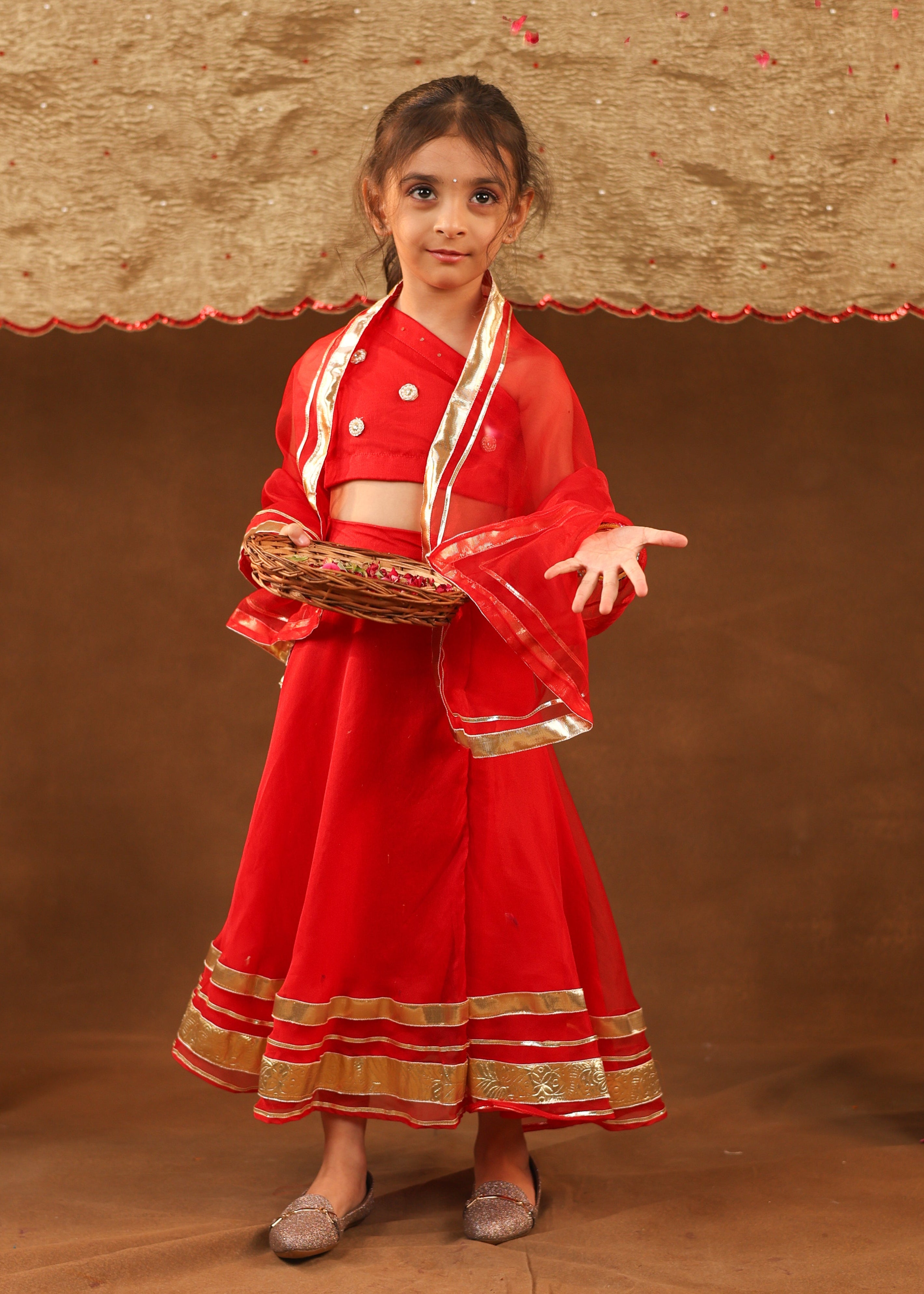 Girl Red Royal Lehenga Set
