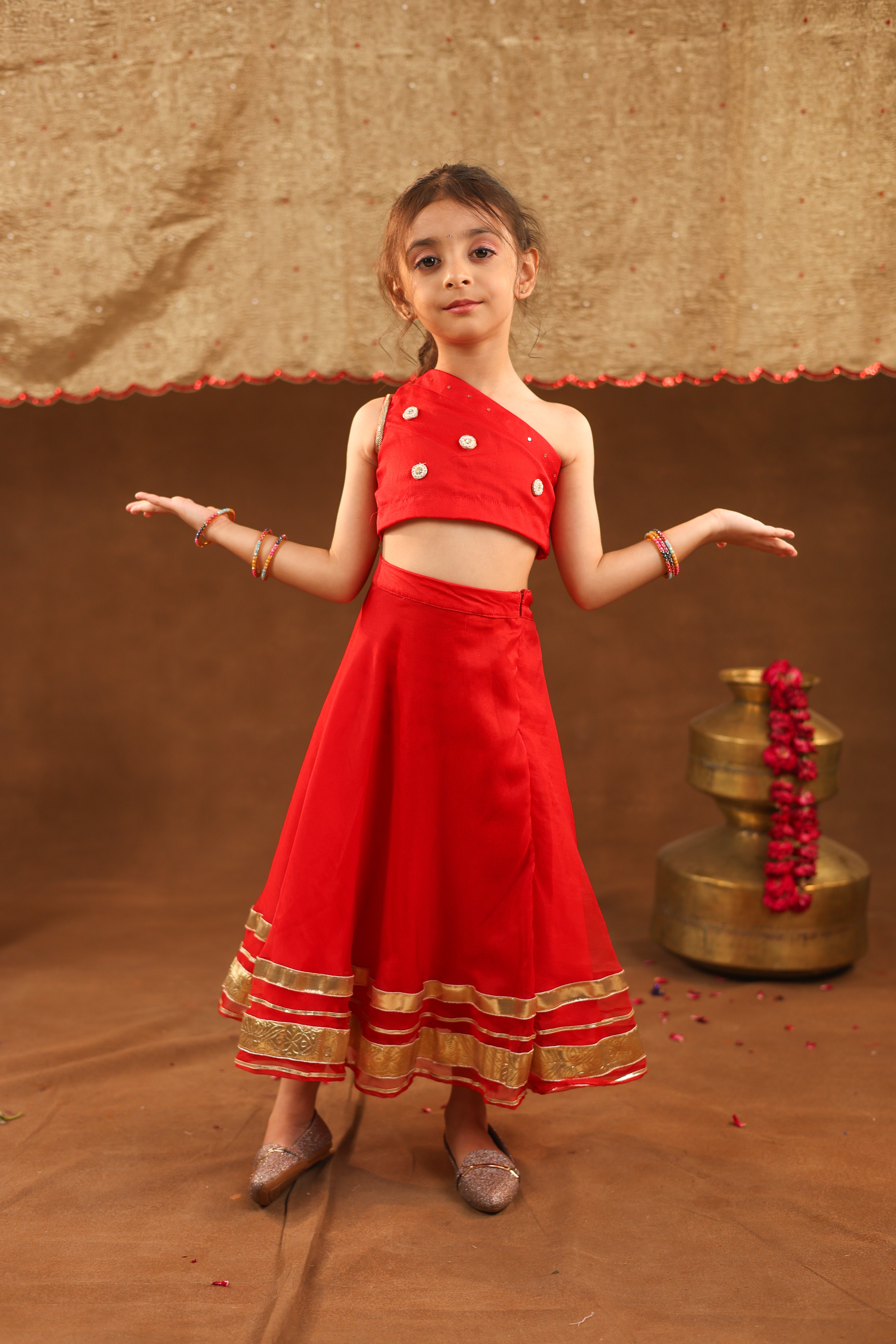 Girl Red Royal Lehenga Set