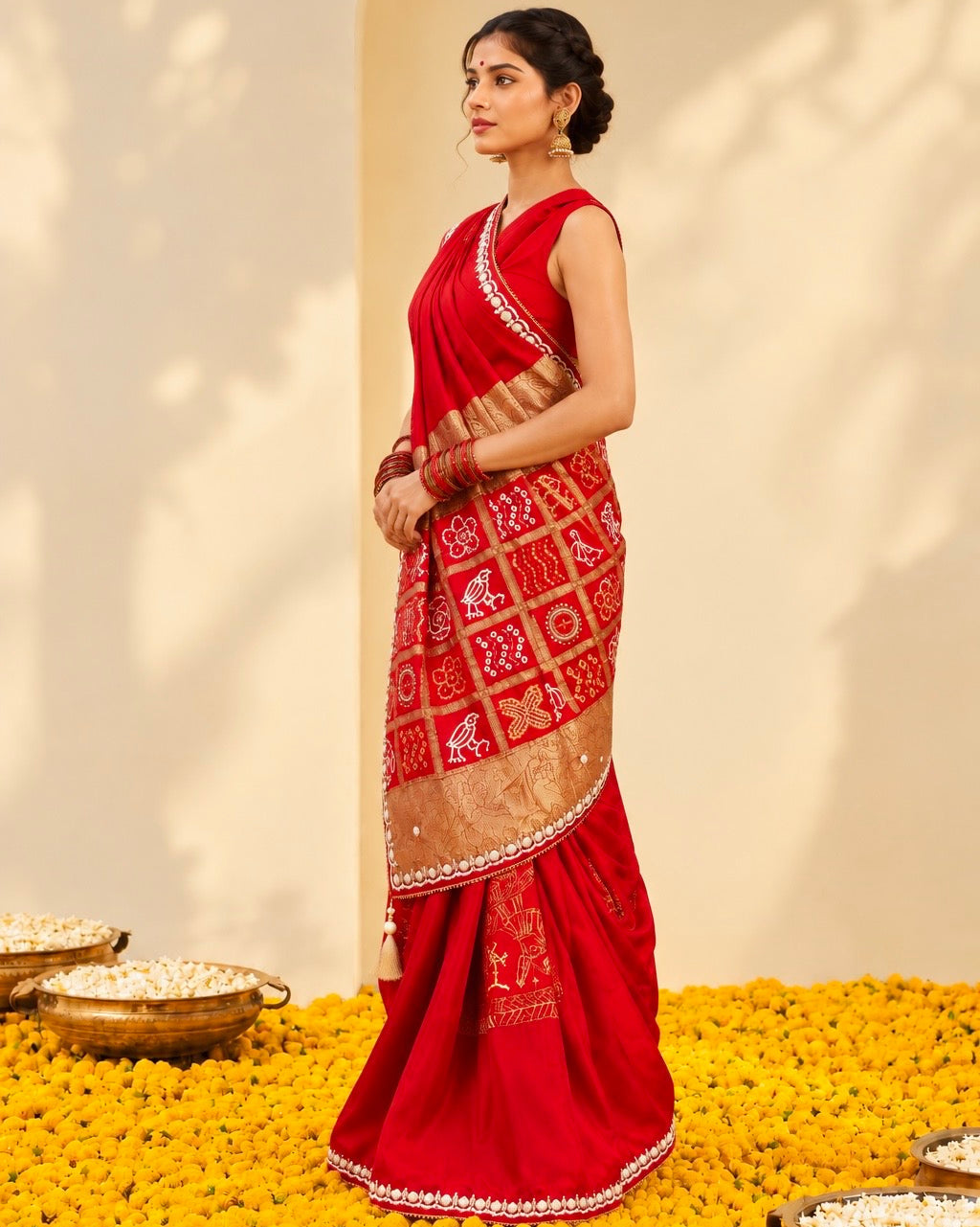 Laal Ishq Bandhej Saree