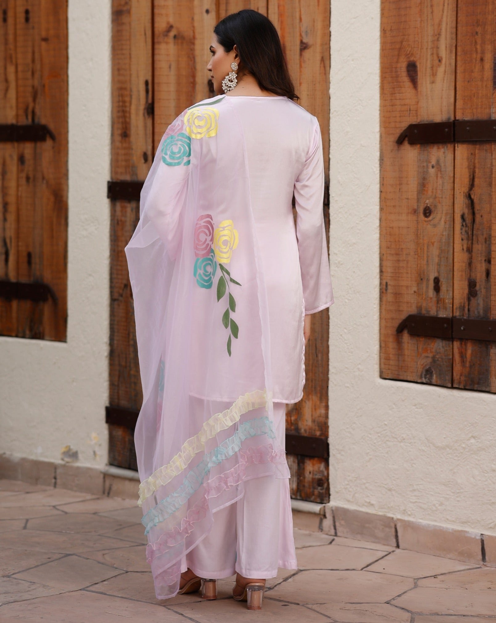 Kashish Pink Handpaint Suit Set