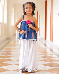 Blinky Blue Flared Kurta With Sharara Set