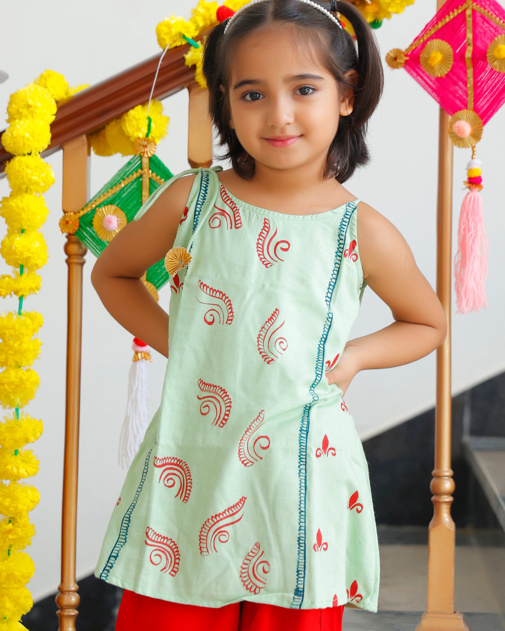 Kids Gulf Green Dhoti Set