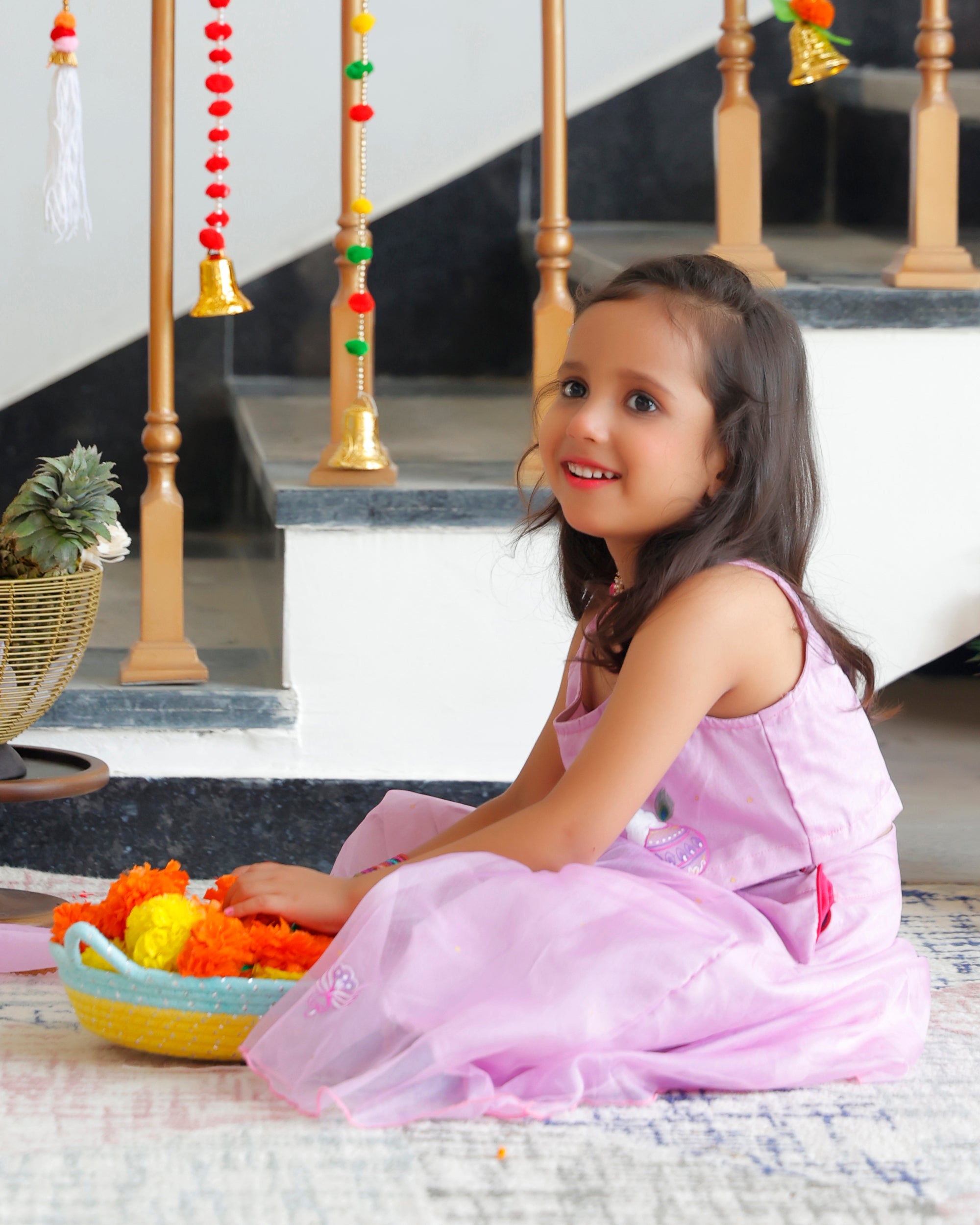 Kids Lavender Lehenga Set