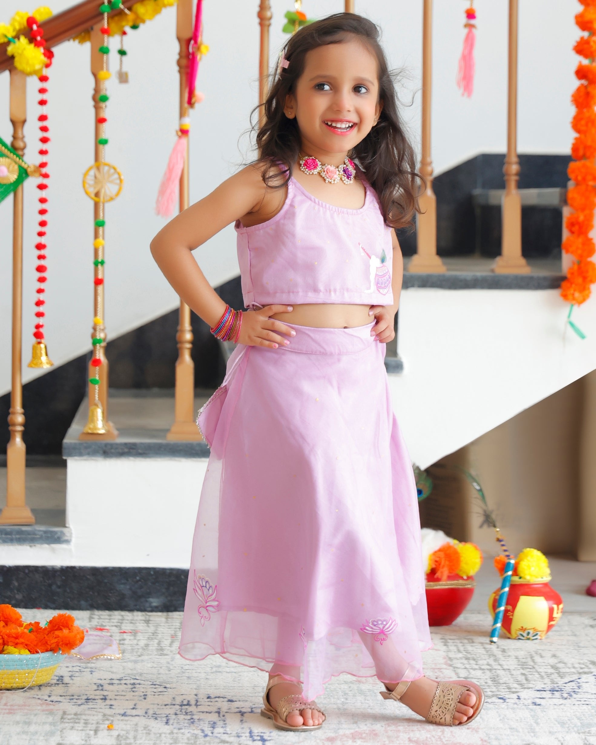 Kids Lavender Lehenga Set