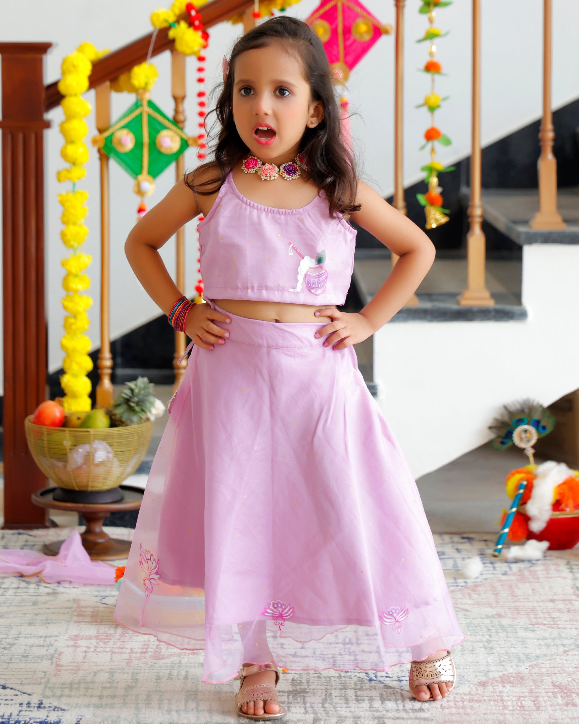 Kids Lavender Lehenga Set