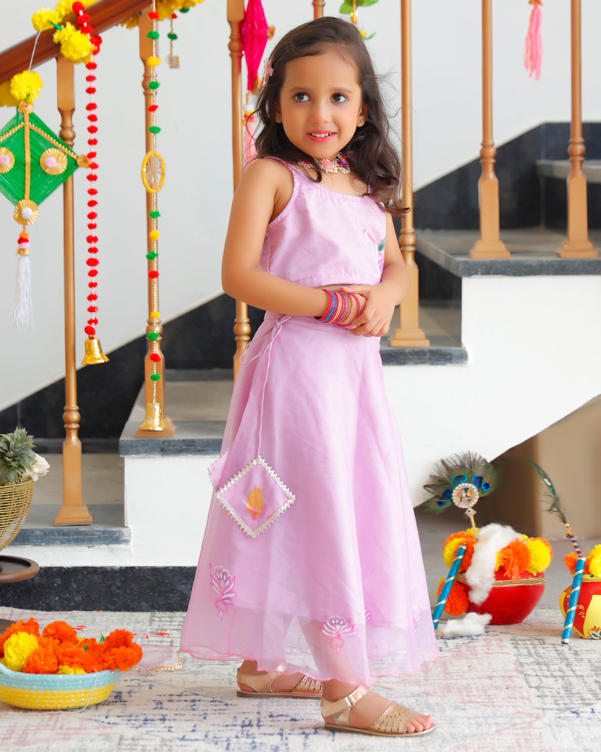 Kids Lavender Lehenga Set