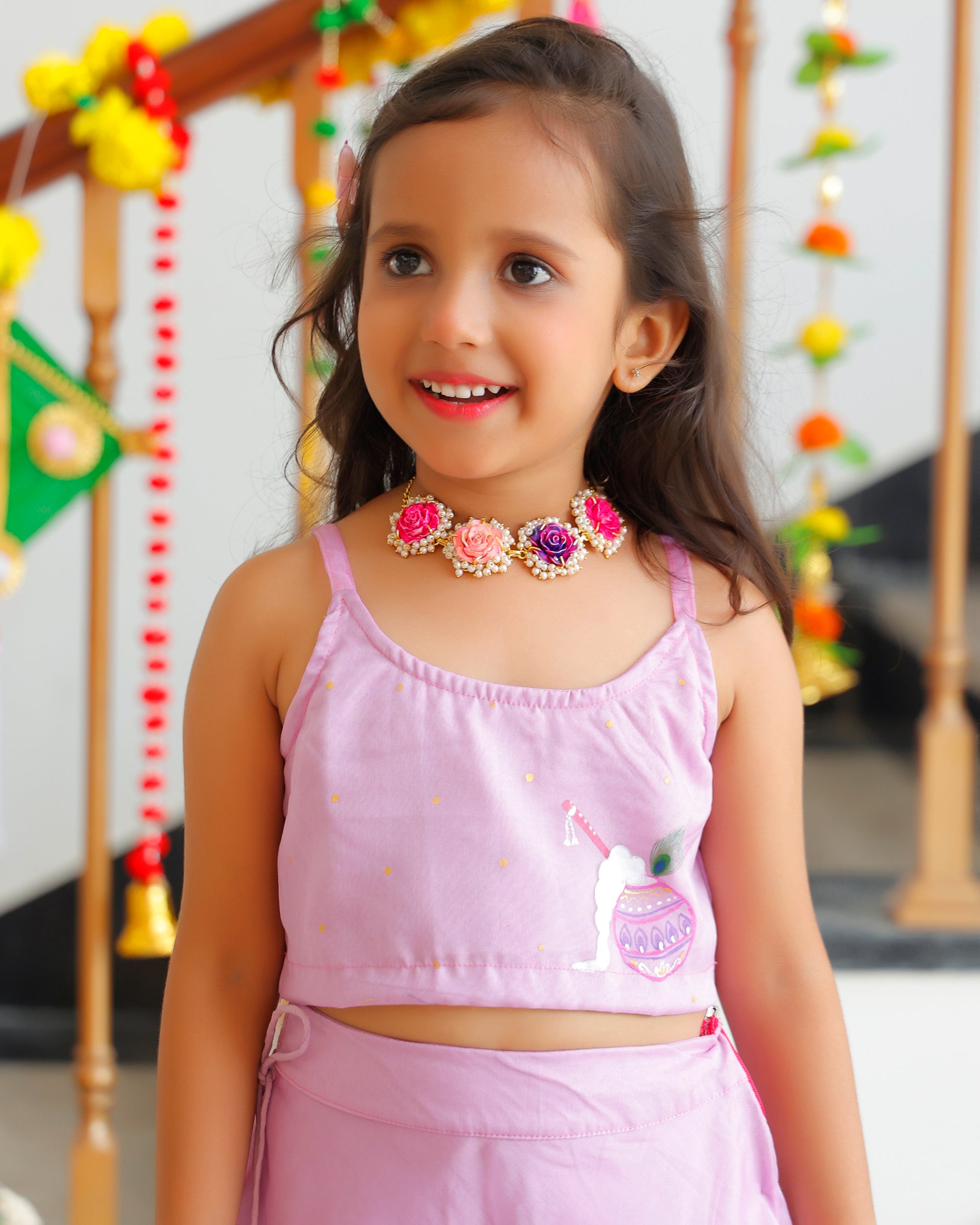 Kids Lavender Lehenga Set