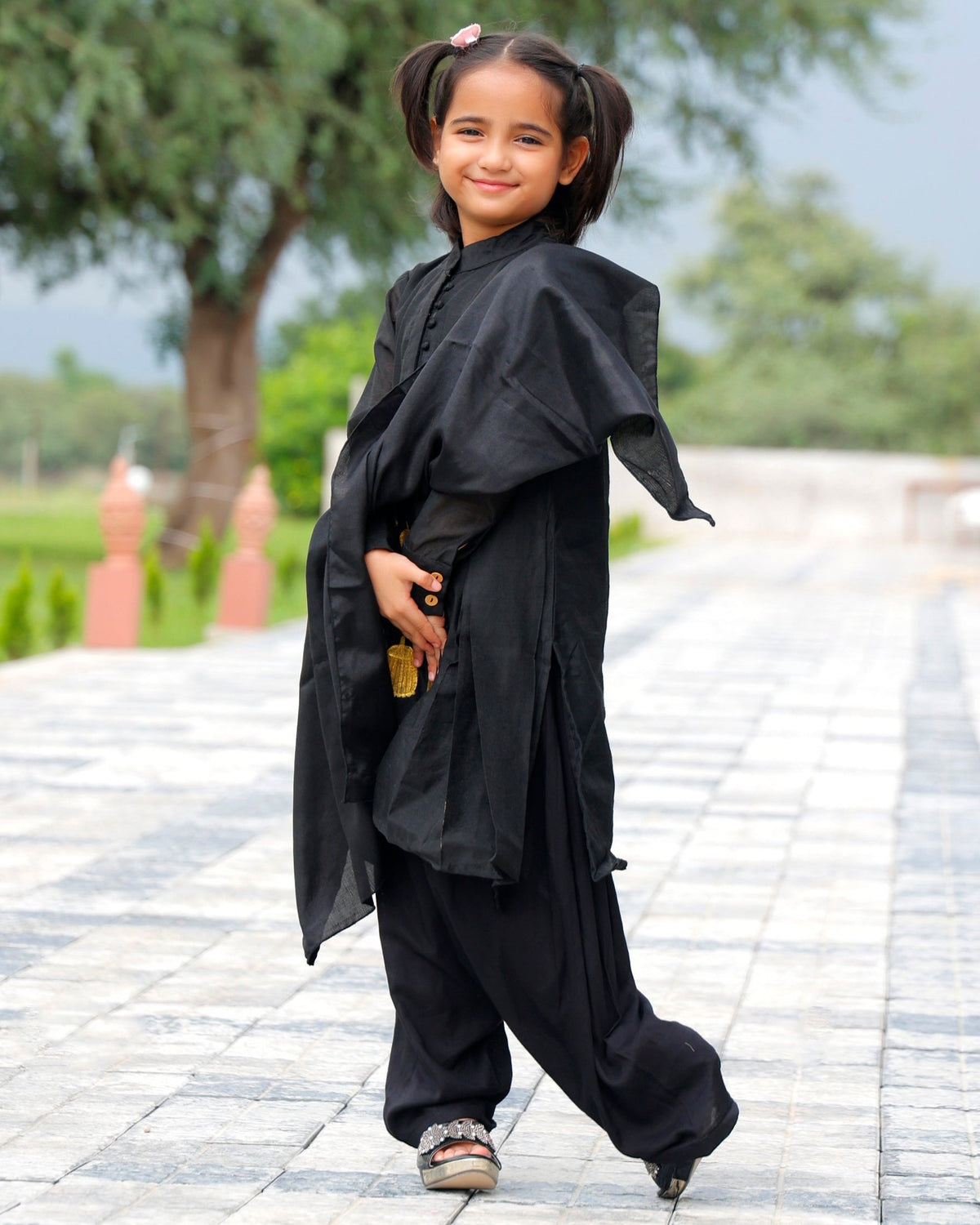 Afghani Black Kids Kurta Set