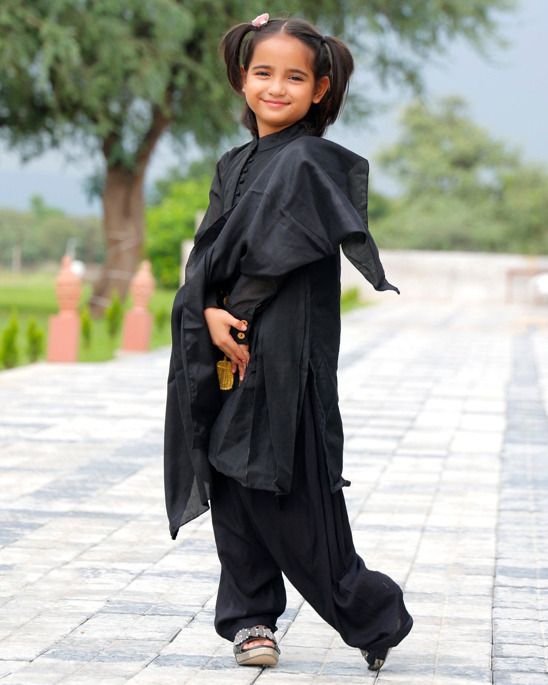 Afghani Black Kids Kurta Set