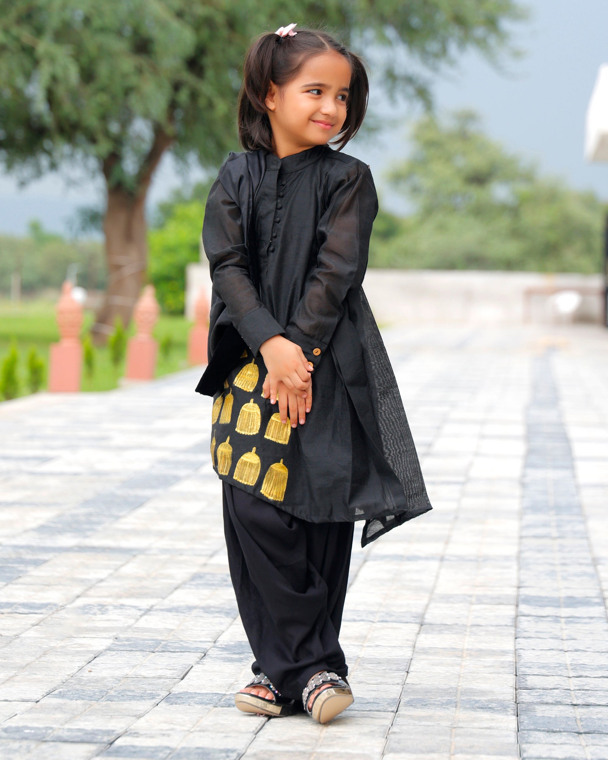 Afghani Black Kids Kurta Set