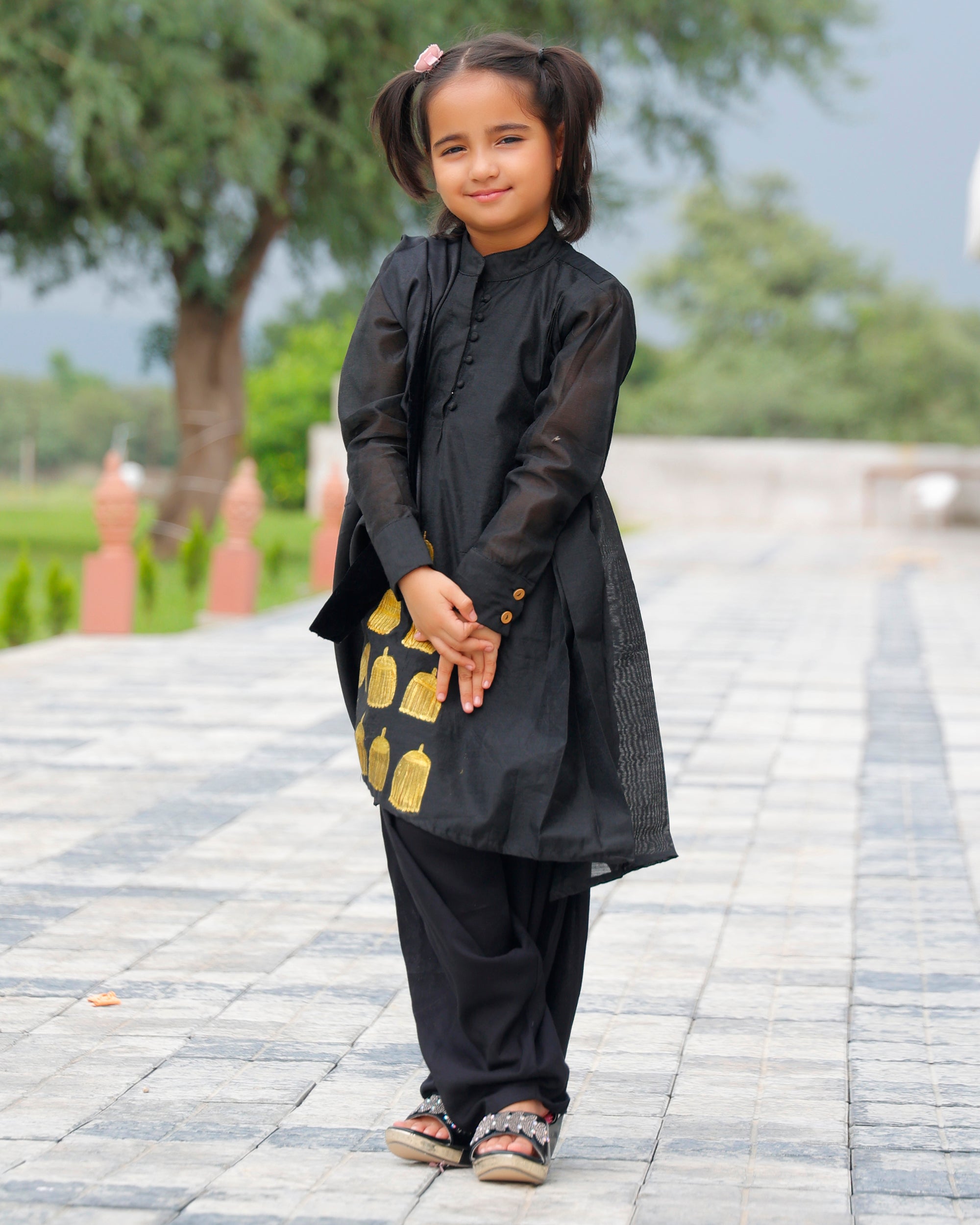 Afghani Black Kids Kurta Set