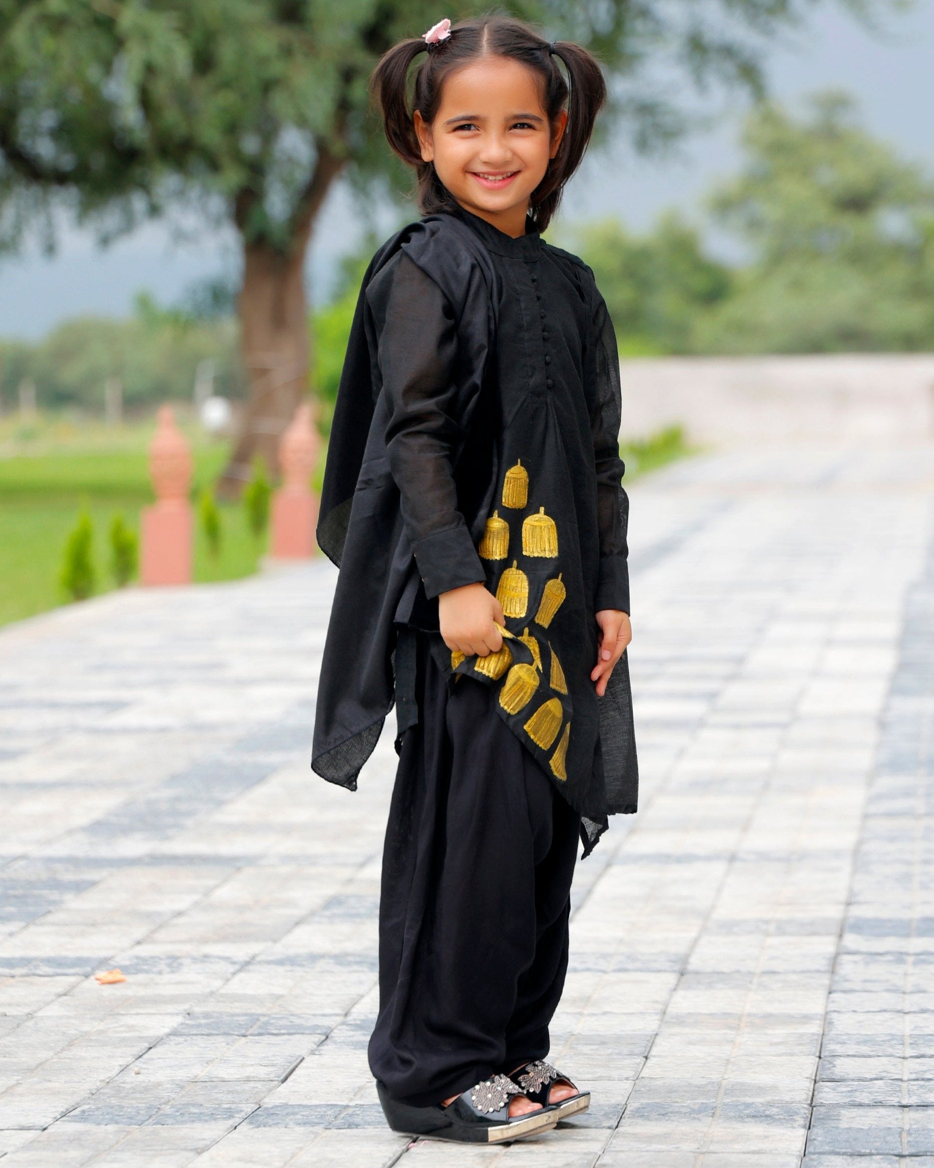 Afghani Black Kids Kurta Set