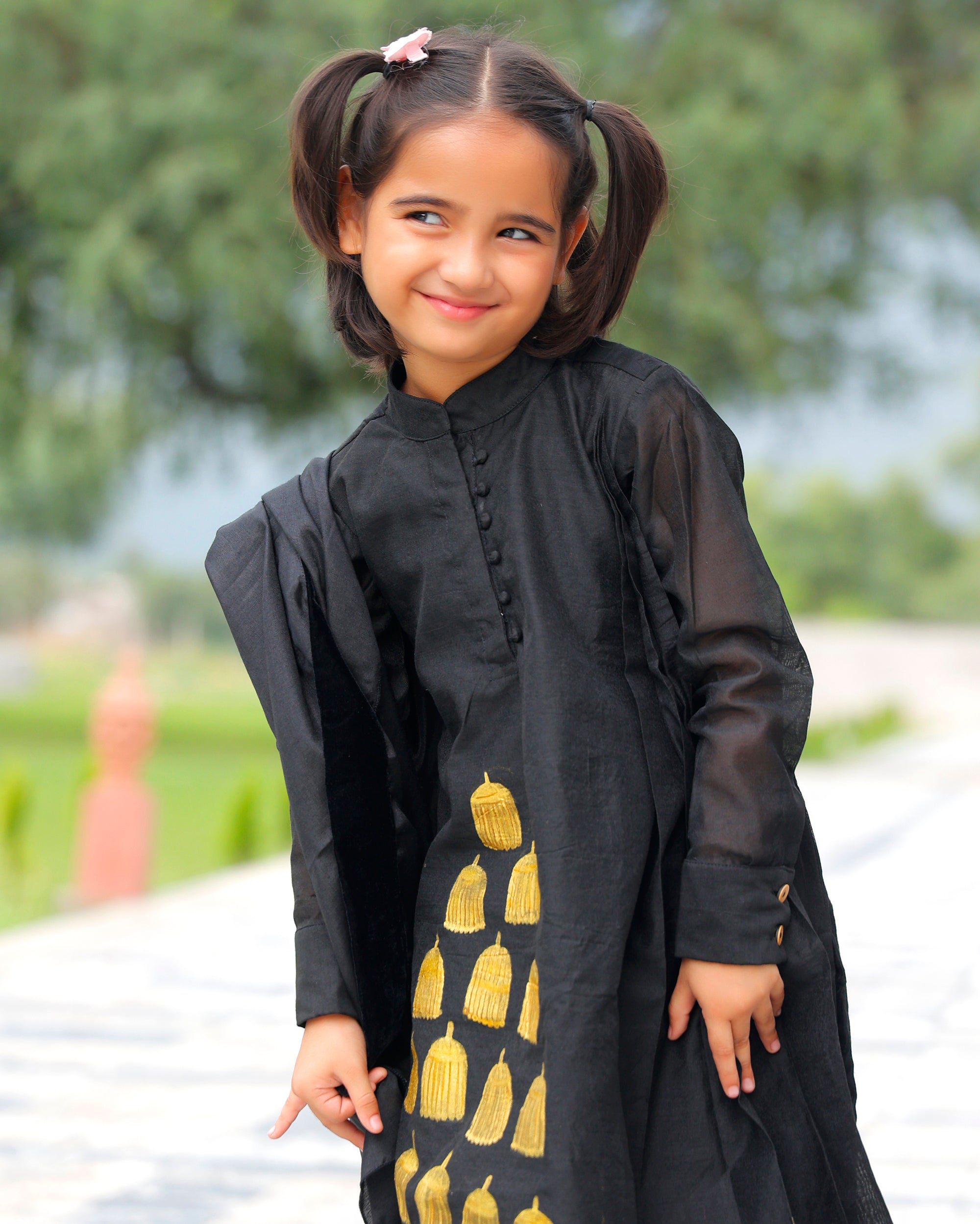 Afghani Black Kids Kurta Set