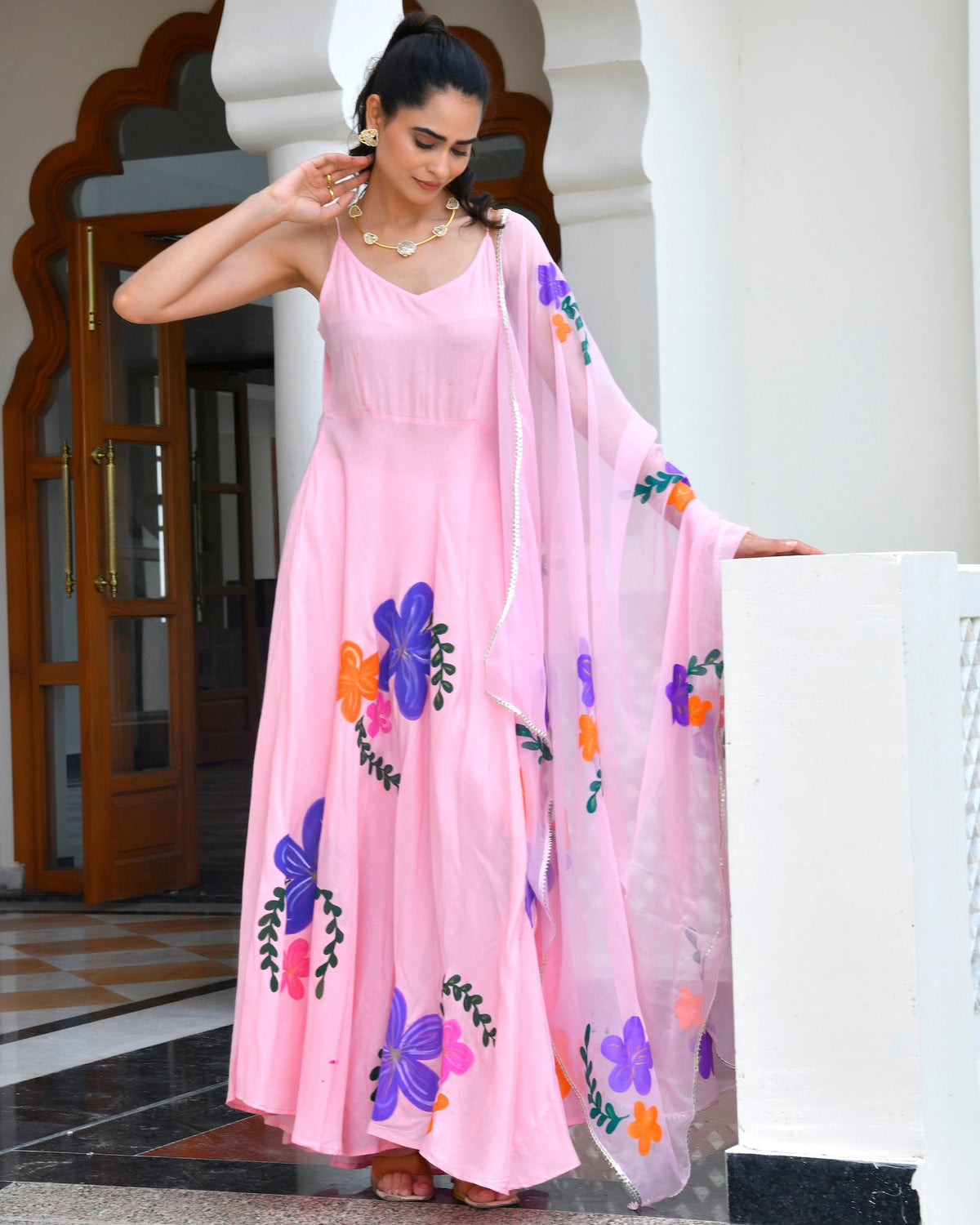 Balm Peach Floral Suit Set