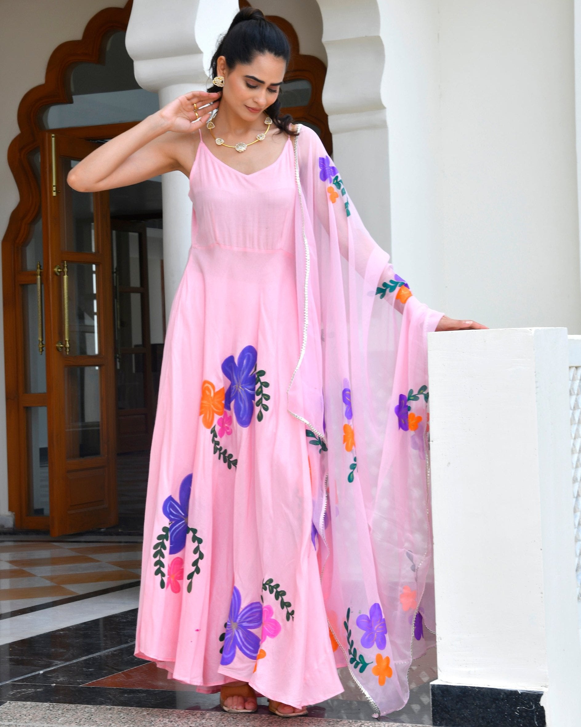 Balm Peach Floral Suit Set