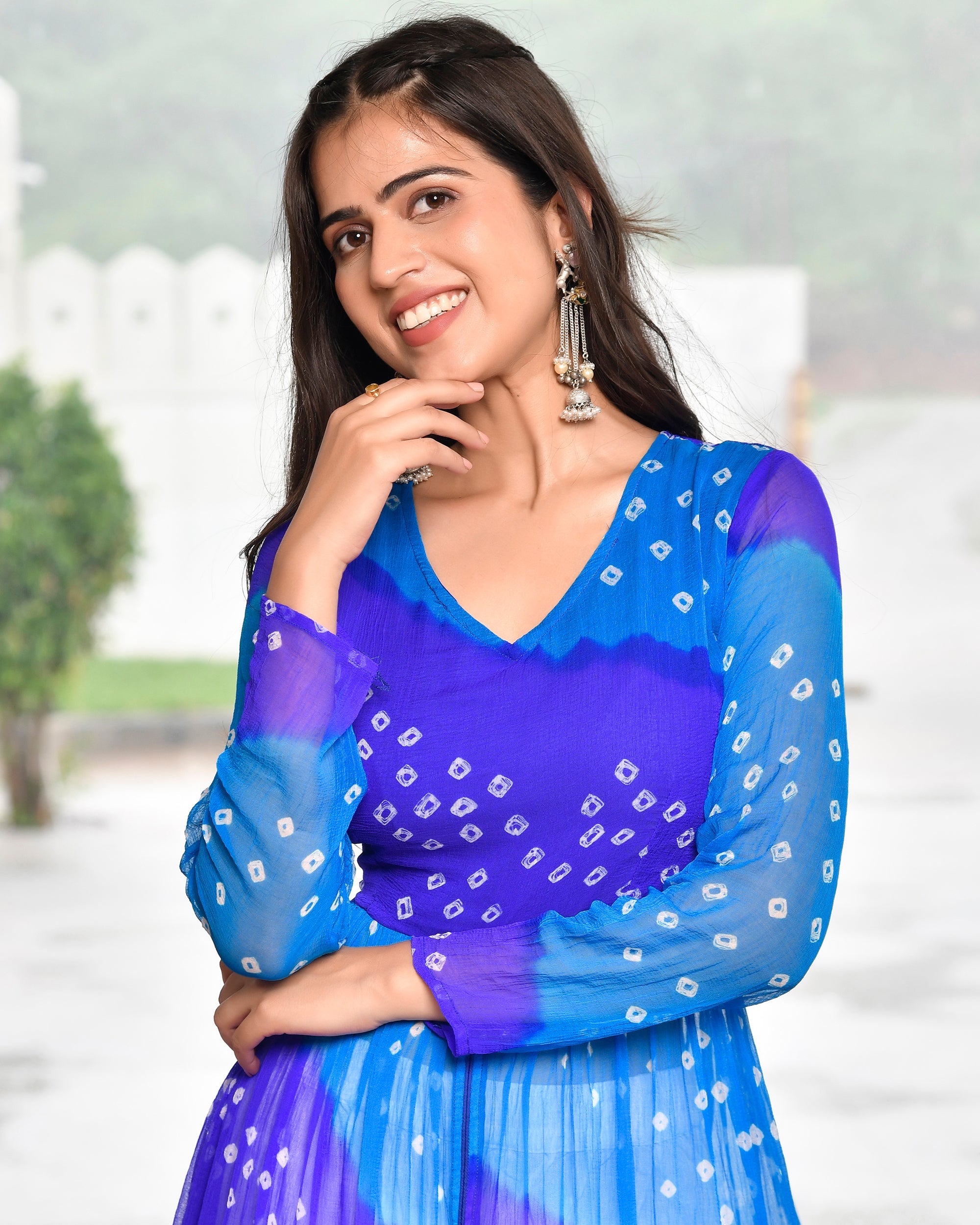 Purple Blue Multicolour Kurta Set