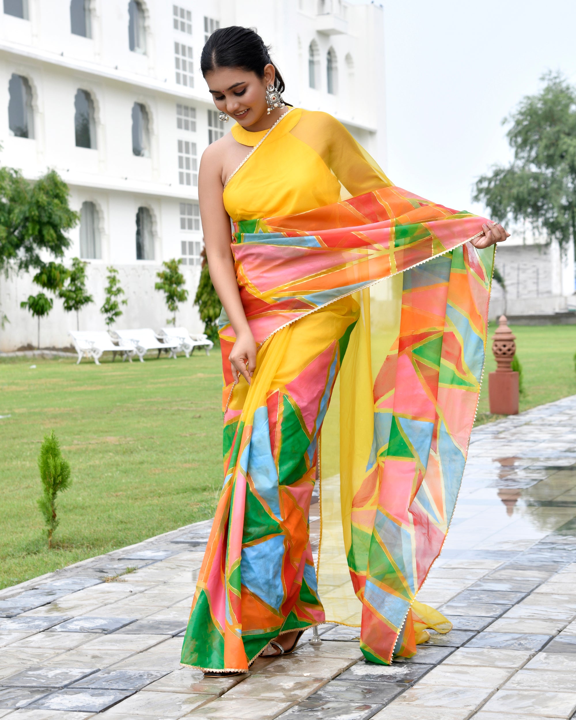 Resha Yellow Multicoloured Saree