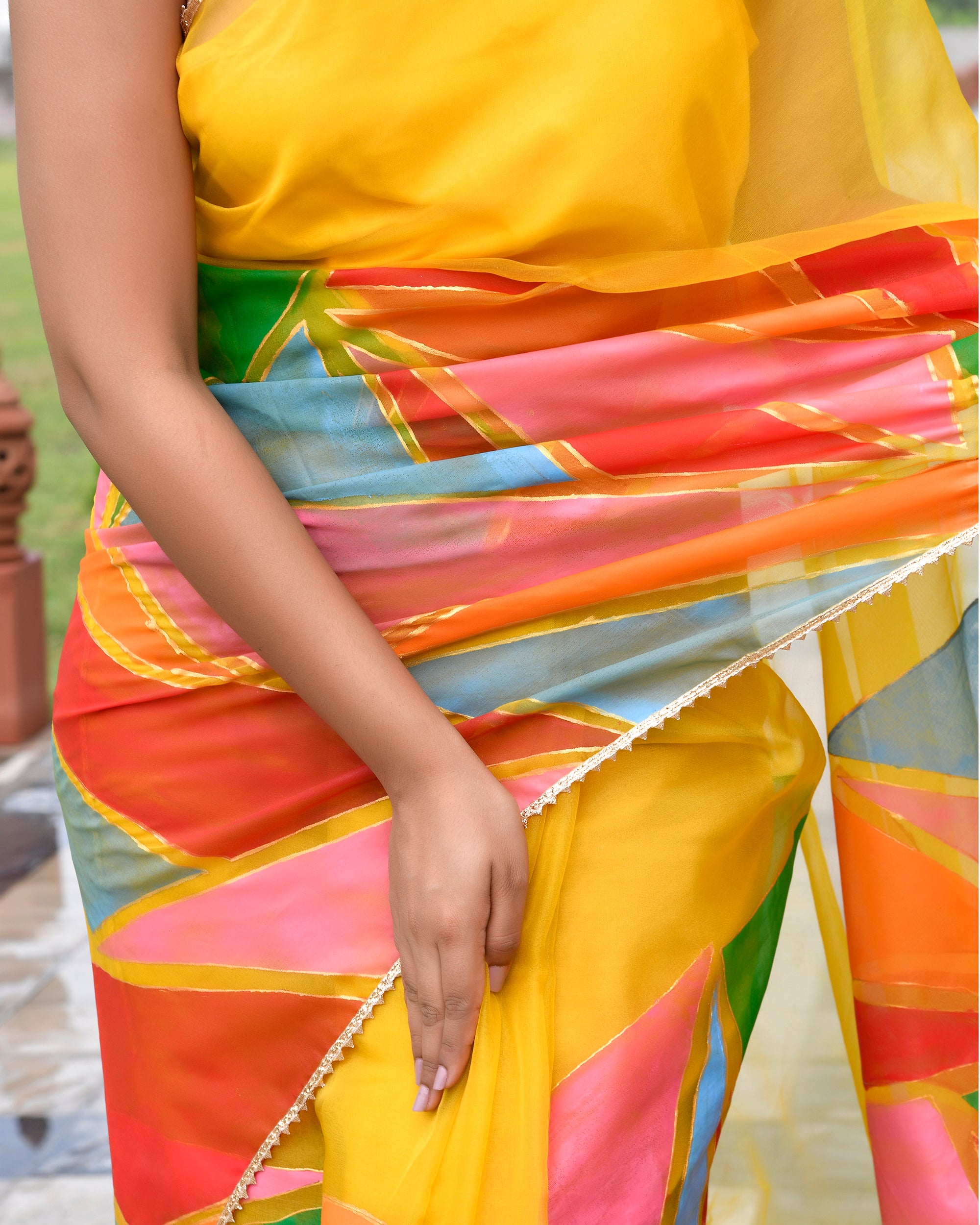 Resha Yellow Multicoloured Saree