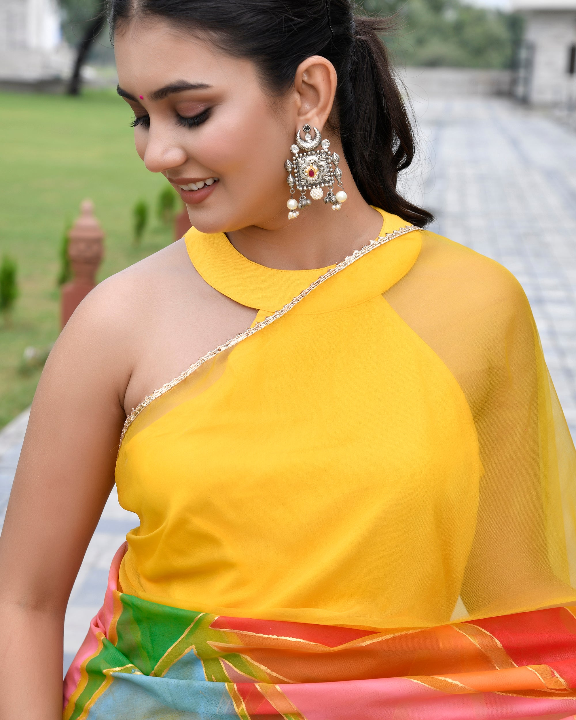 Resha Yellow Multicoloured Saree