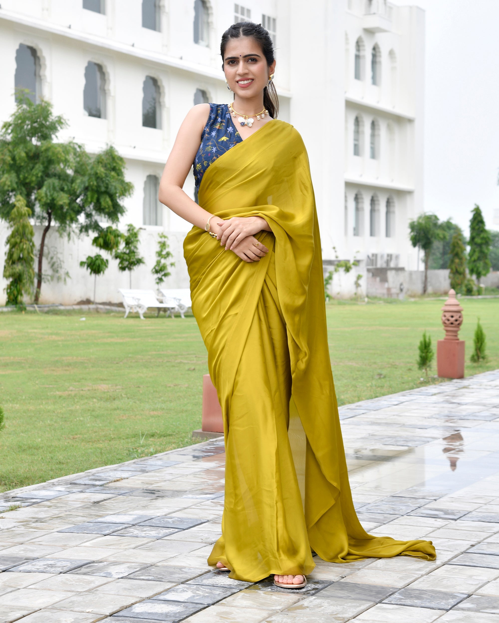 Green Solitare Satin Saree