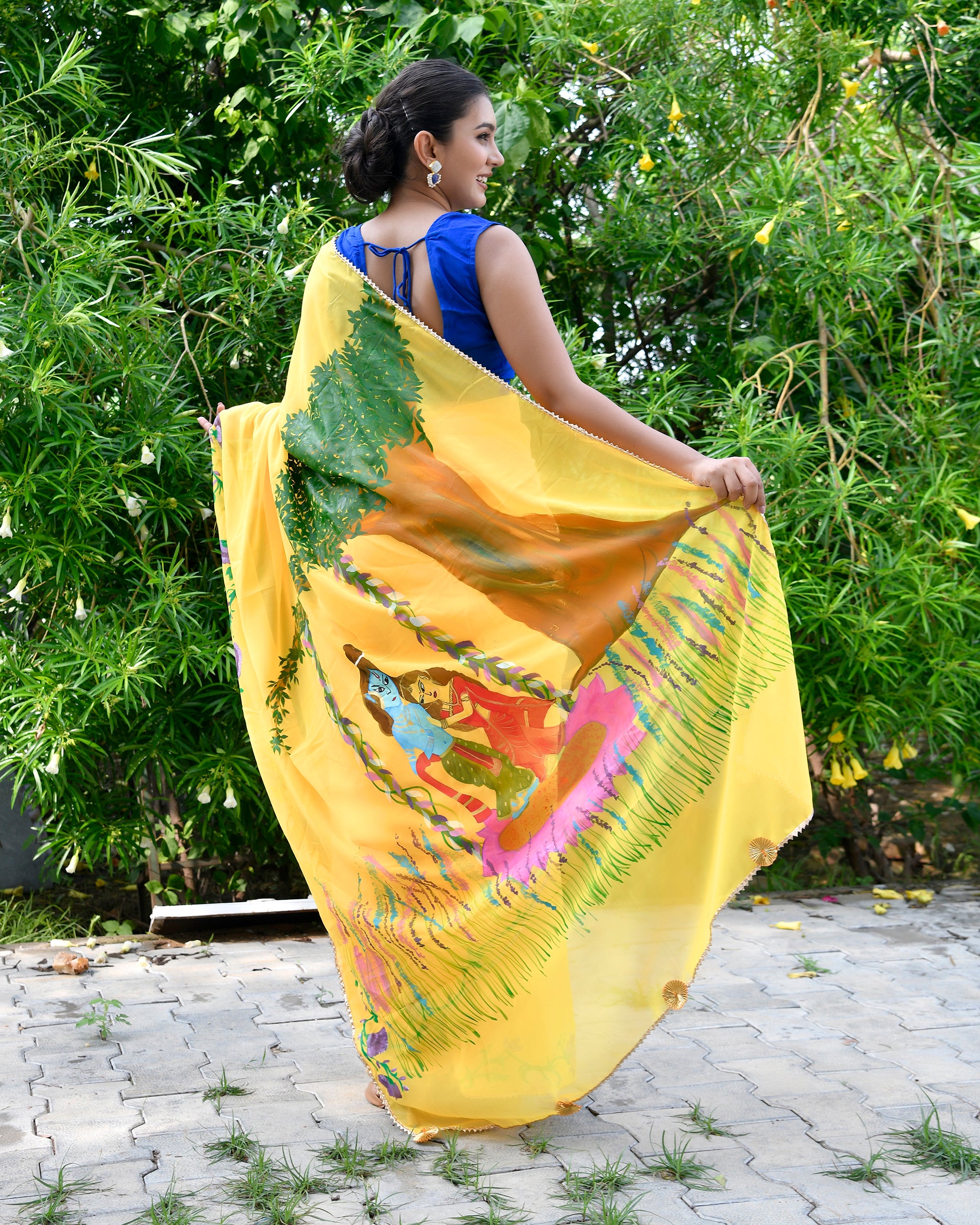 Radhe Yellow Handpainted Saree