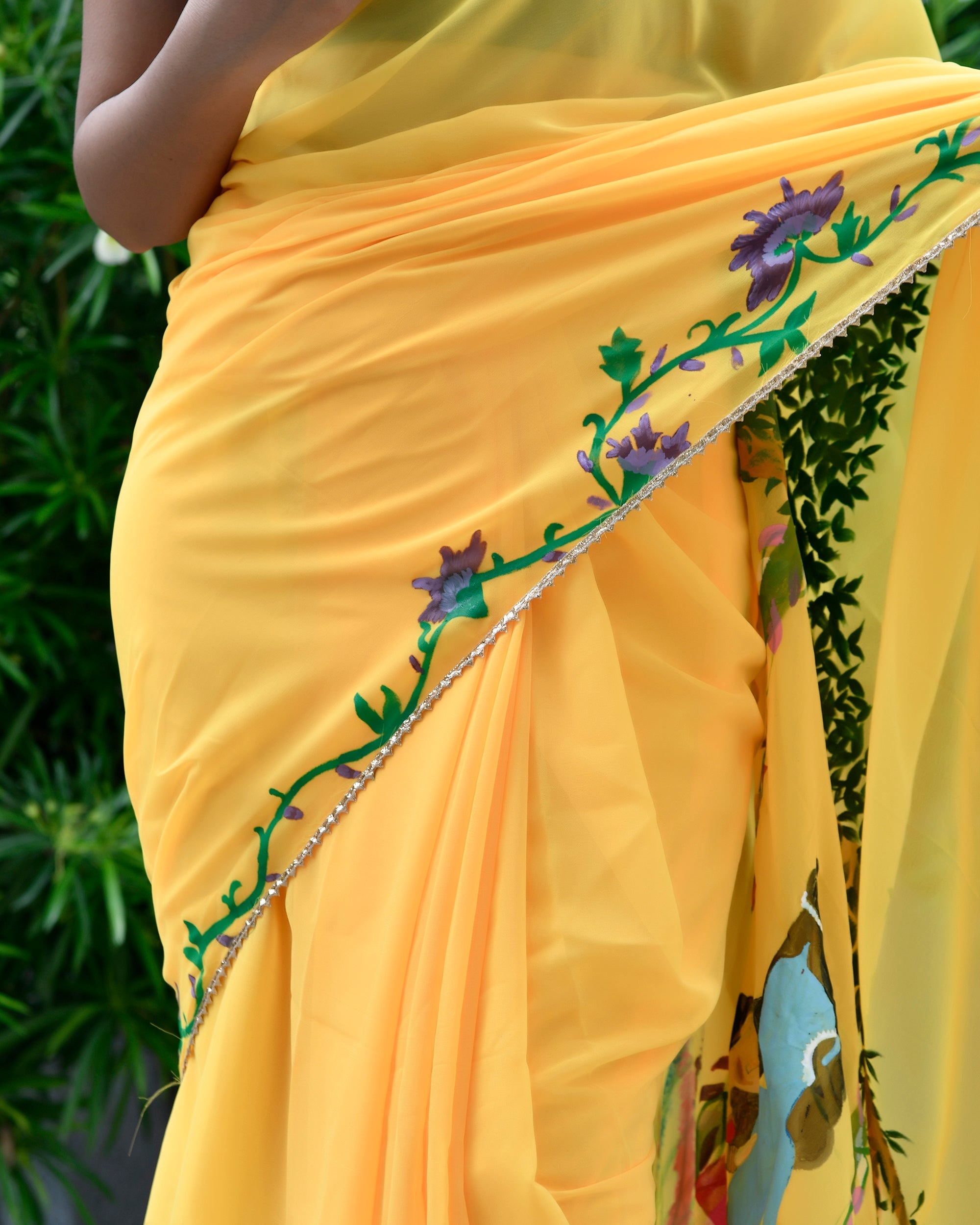 Radhe Yellow Handpainted Saree