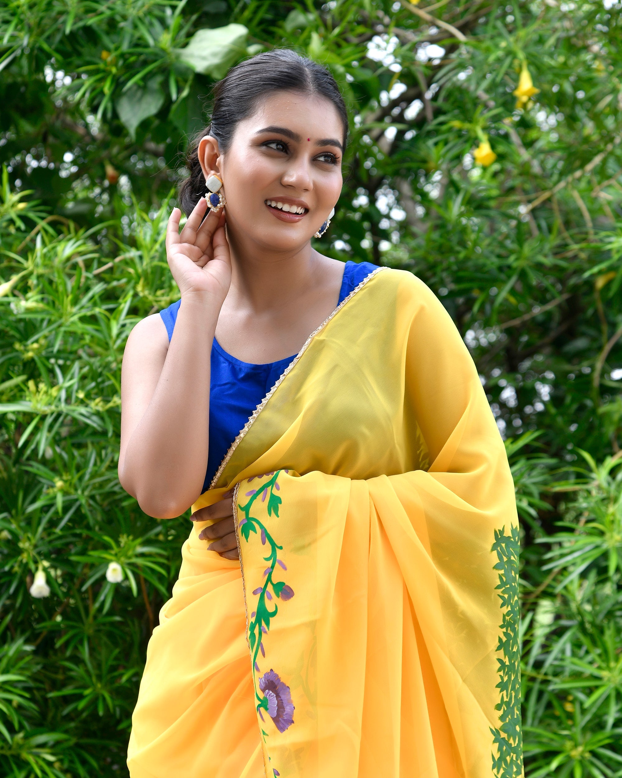 Radhe Yellow Handpainted Saree