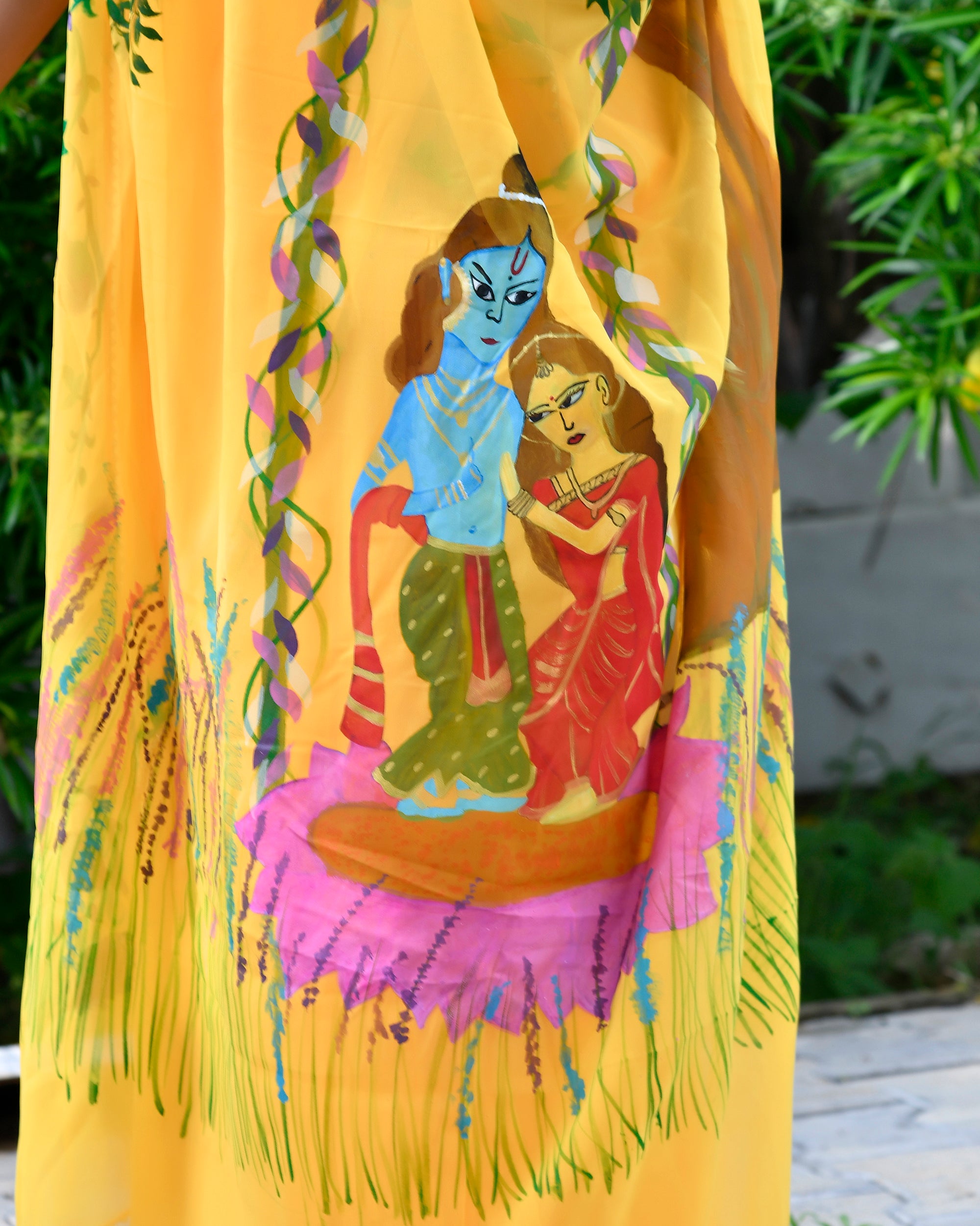 Radhe Yellow Handpainted Saree