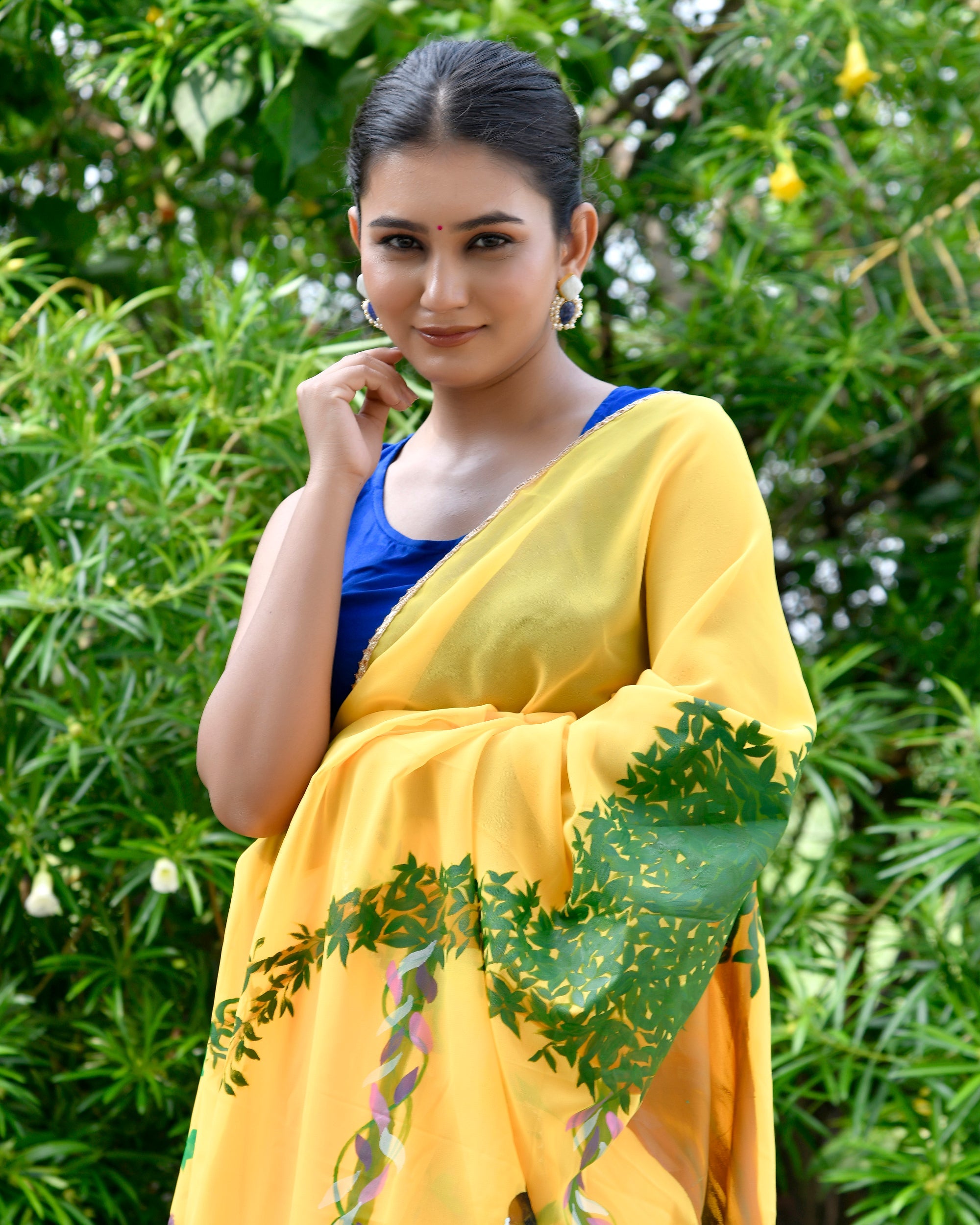 Radhe Yellow Handpainted Saree